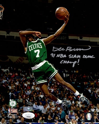 Dee Brown Autographed Boston Celtics (Iconic No-Look Dunk) 8x10 Photo w/ 91 Slam