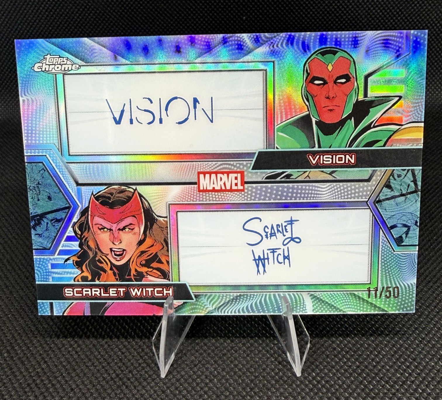 Topps 2026 Chrome Marvel Facsimile Dual Auto Vision/Scarlet Witch #11/50