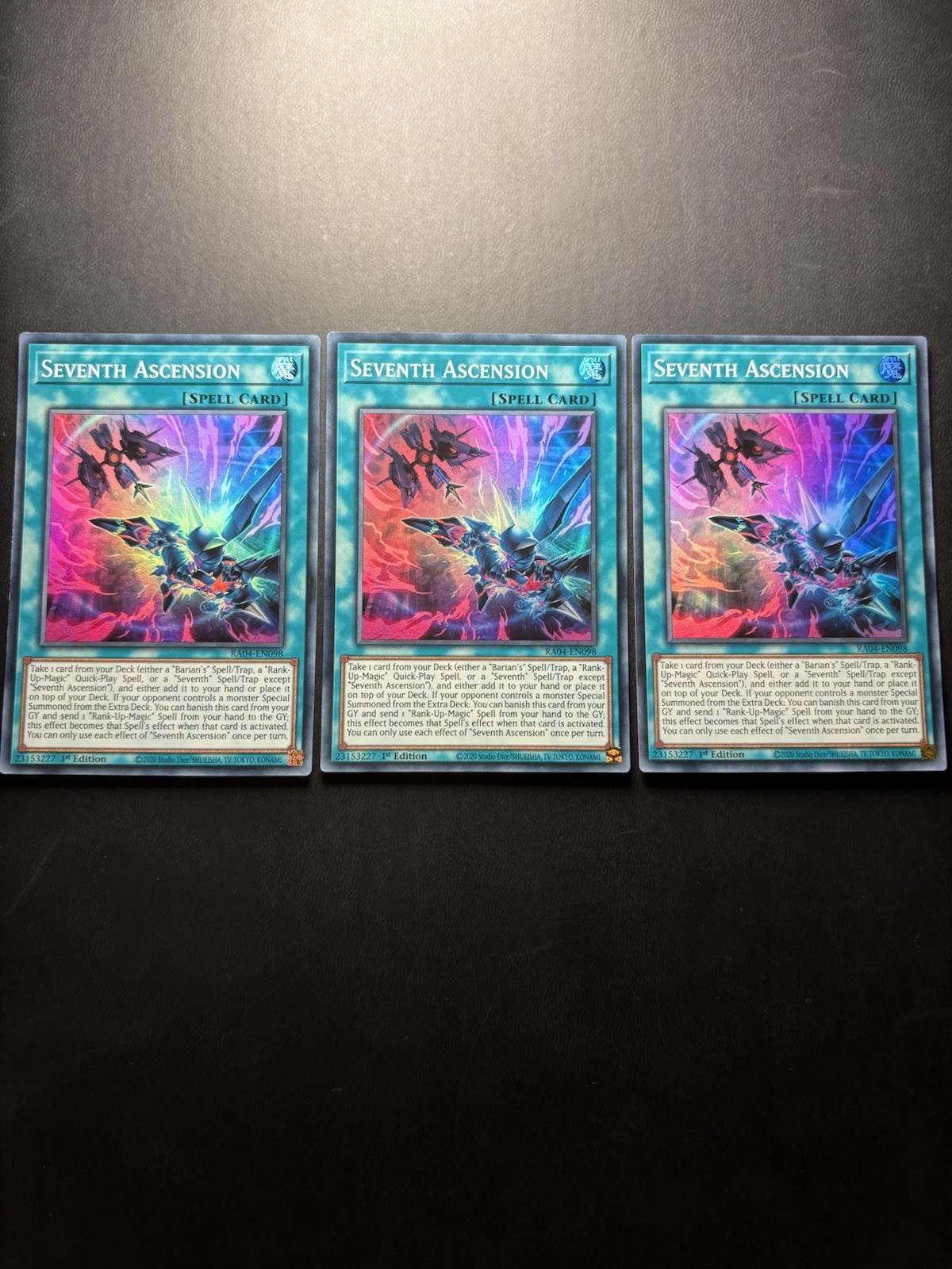 Yugioh Playset - 3x Seventh Ascension Super Rare - RA04-EN098 1st Edition - ENG