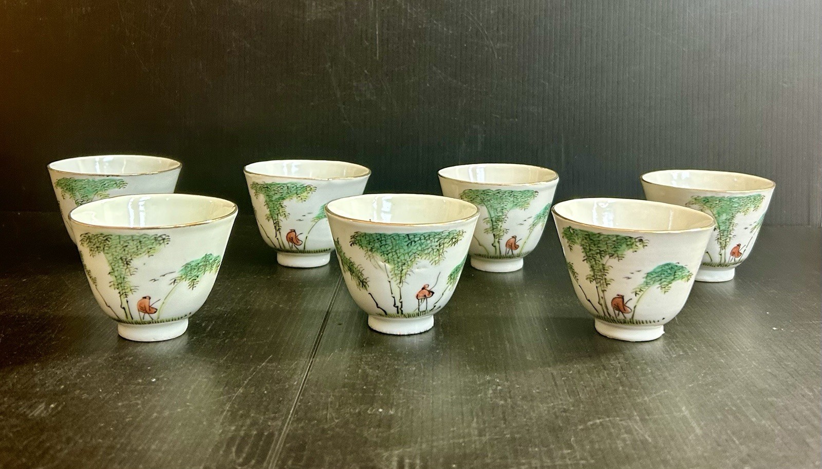 Set 7 Antique/ VTG Chinese Families Rose Porcelain Cups