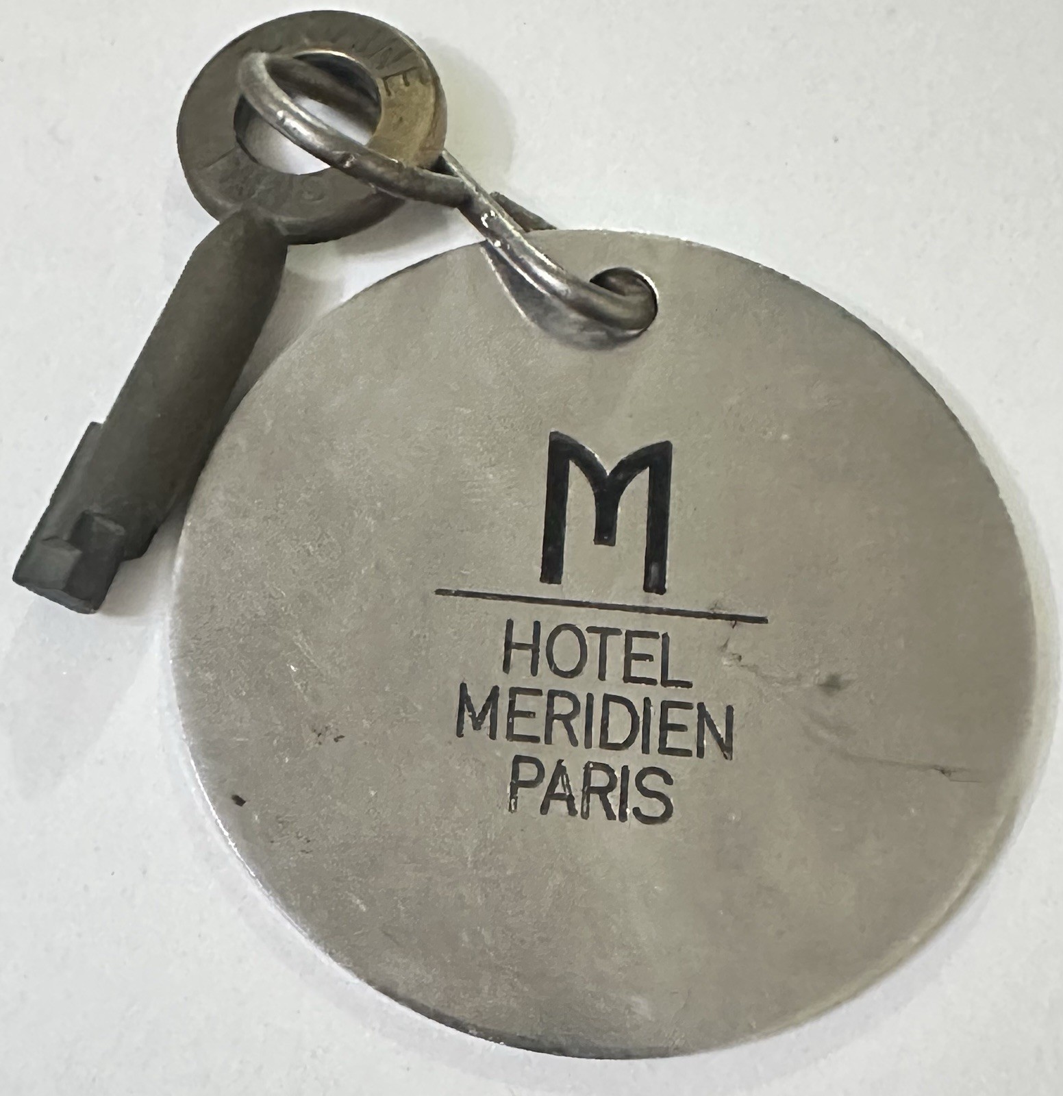 Hotel Meridien Paris France Metal Hotel Room Key #3029 Fob w/ Fontaine Paris Key