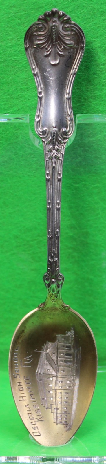 VINTAGE ANTIQUE ENGRAVED RW&S LDA OSCEOLA HS FLORIDA STERLING SPOON