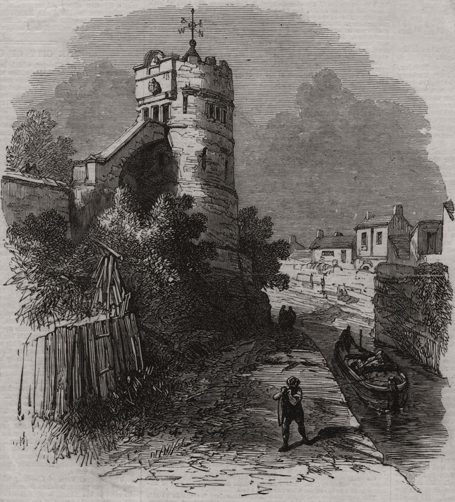 The City of Chester. The Phoenix Tower on the city walls. Cheshire 1869 print