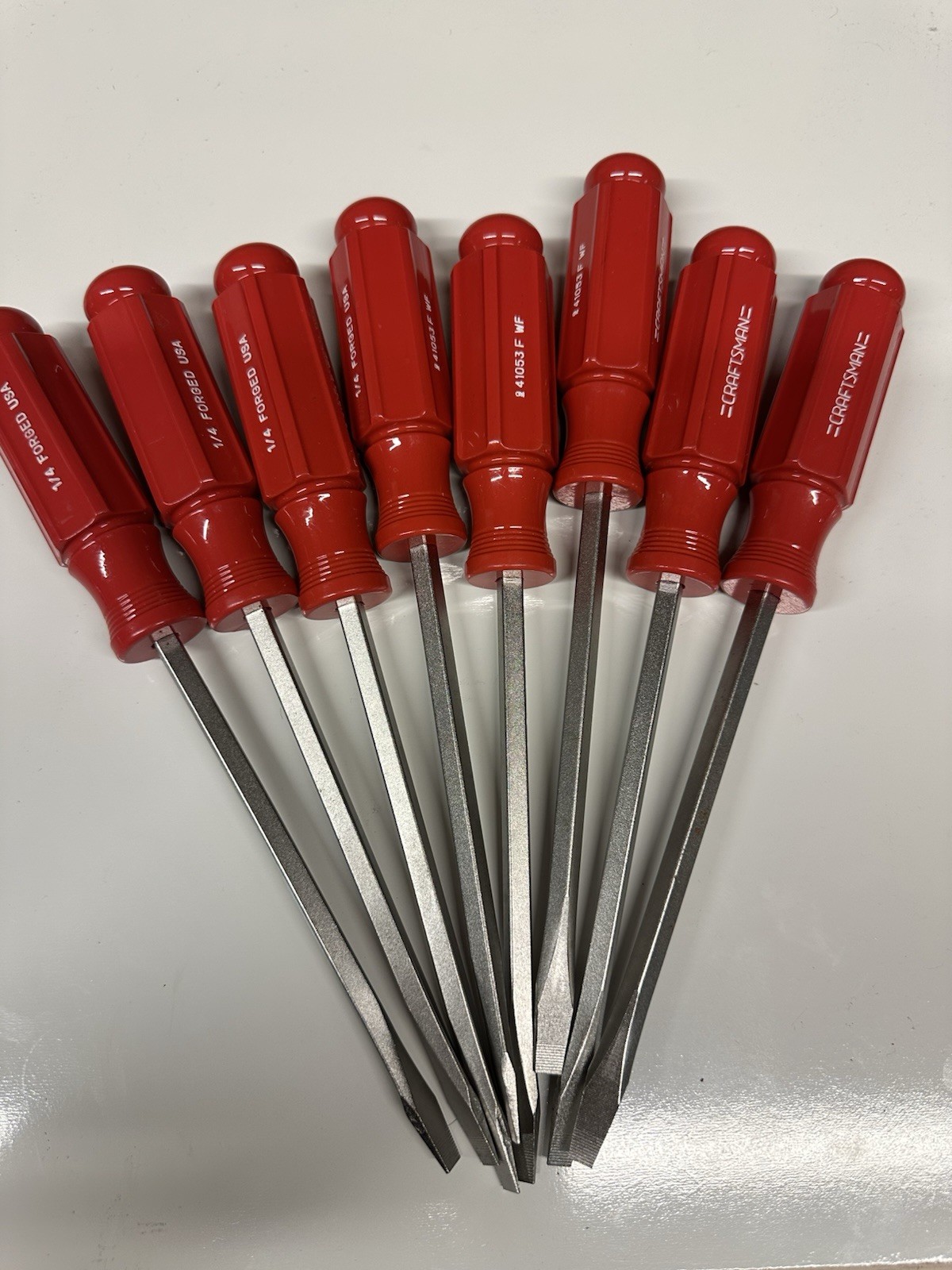 Vintage NOS CRAFTSMAN Red Handle Flat Head Screwdriver 41053 F WF 1/4” X 5-3/4”