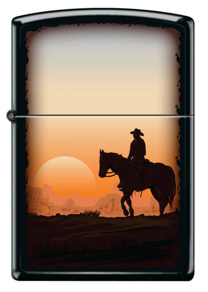 Cowboy Sunset Black Matte Zippo Lighter