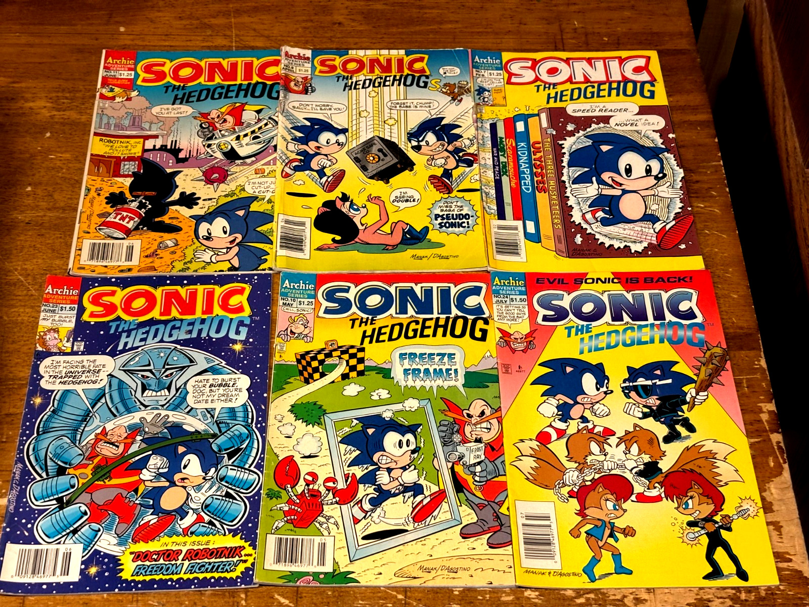 Lot of (6) 1994/95 SONIC THE HEDHOG Archie Comic Books  No\'S 7,9,10,11,23 & 24