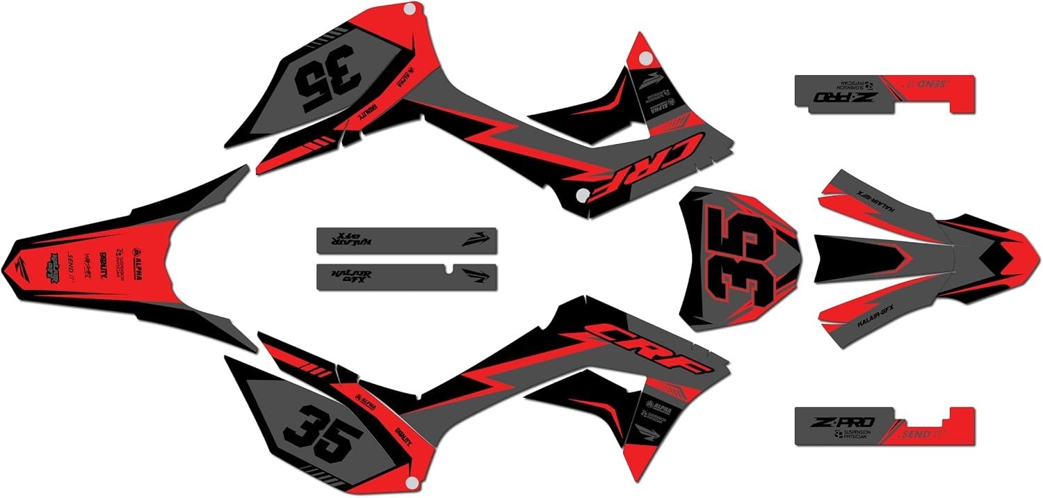 Graphics Kit for Honda CRF250F (2019-2024) DREAM Series Red-shift 21 Mil - Di...