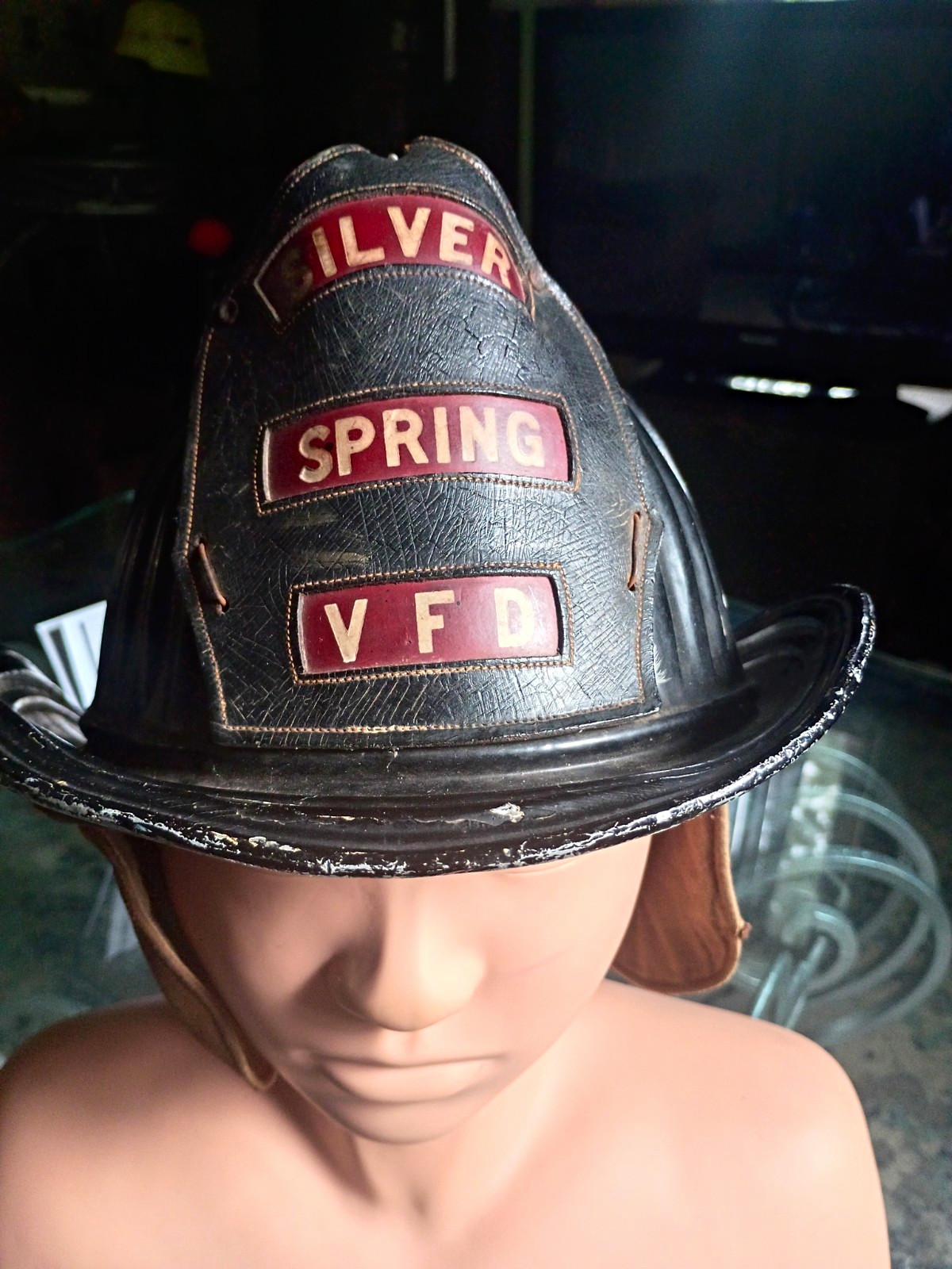 Fire Dept Black Firefighter Helmet w/ Front Shield