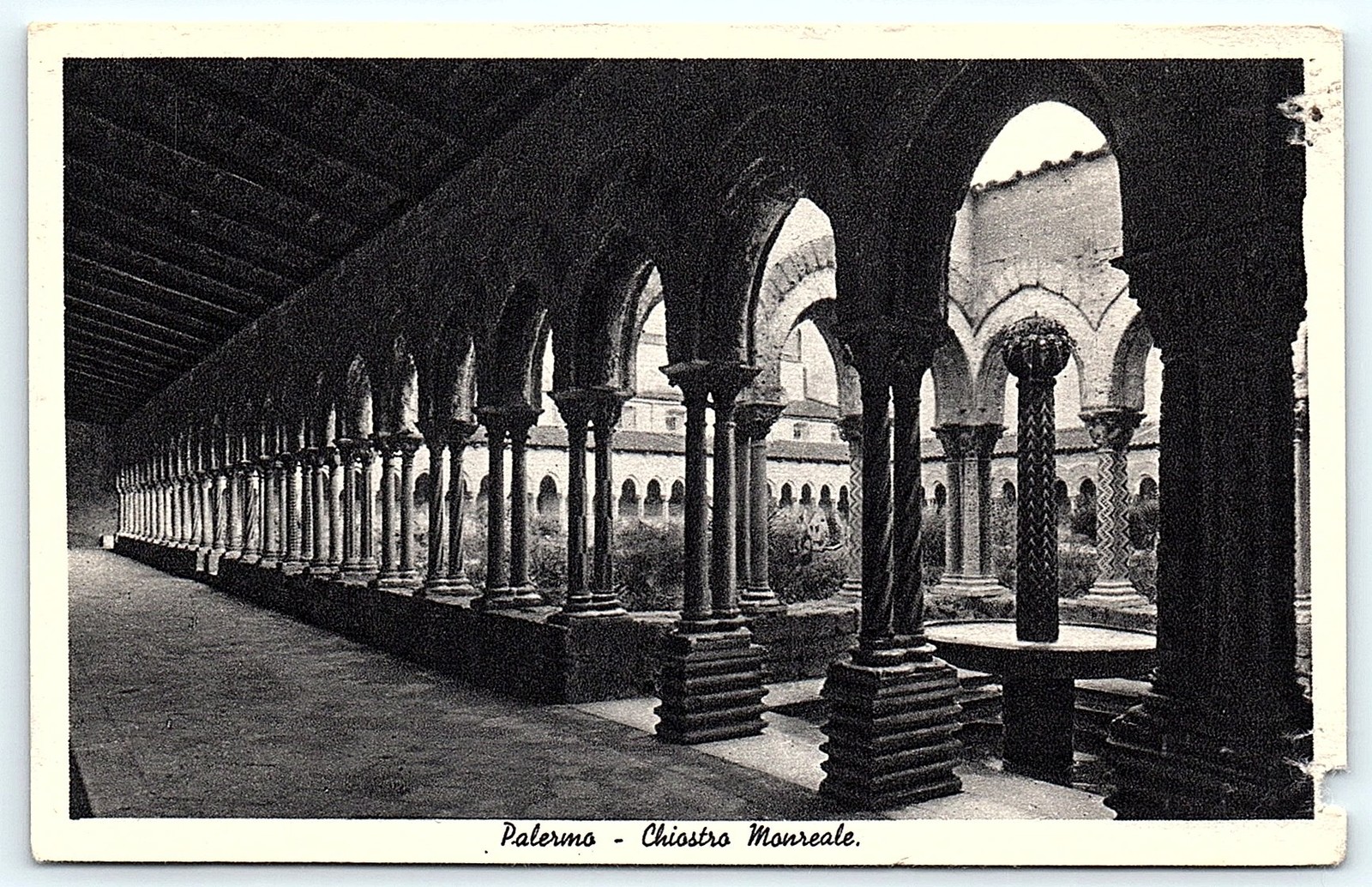 1943 Palermo Monreale Cloister, Sicily, Italy Postcard
