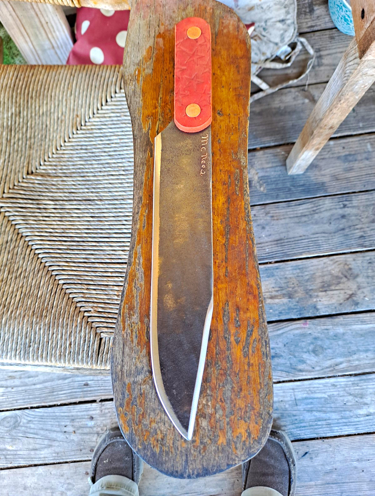 CUSTOM MADE CAMP THROWING LIVE EDGE KNIFE