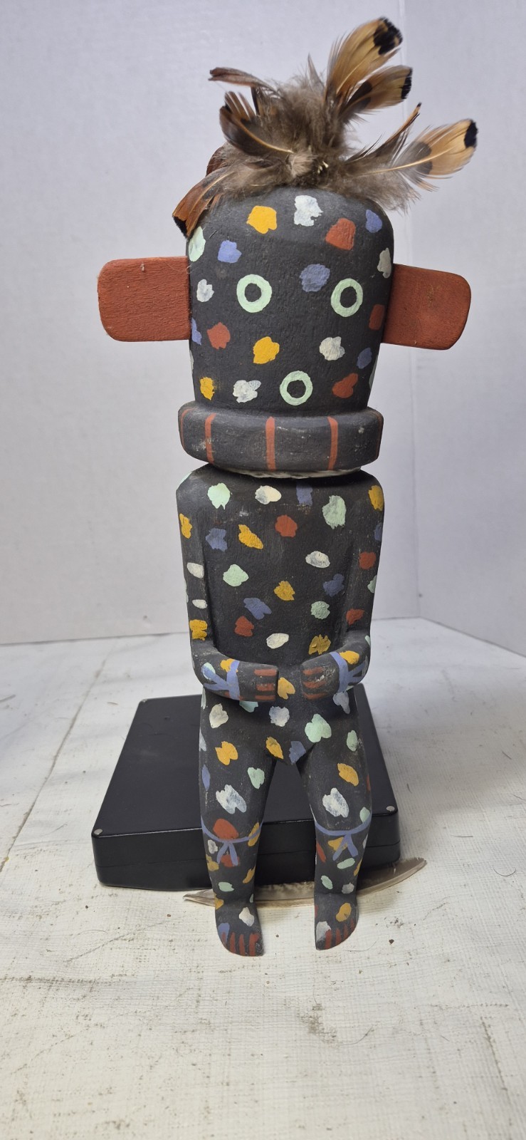 Old Style Hanging Hopi Pueblo Fire Boy God Kachina Doll Signed NB & Symbol 12