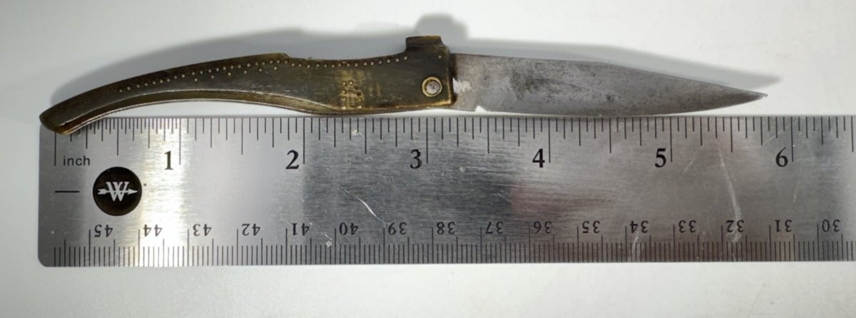 Vintage 1840s Spanish Shoe Navaja Pen Knife Genuine Horn Handle Antique