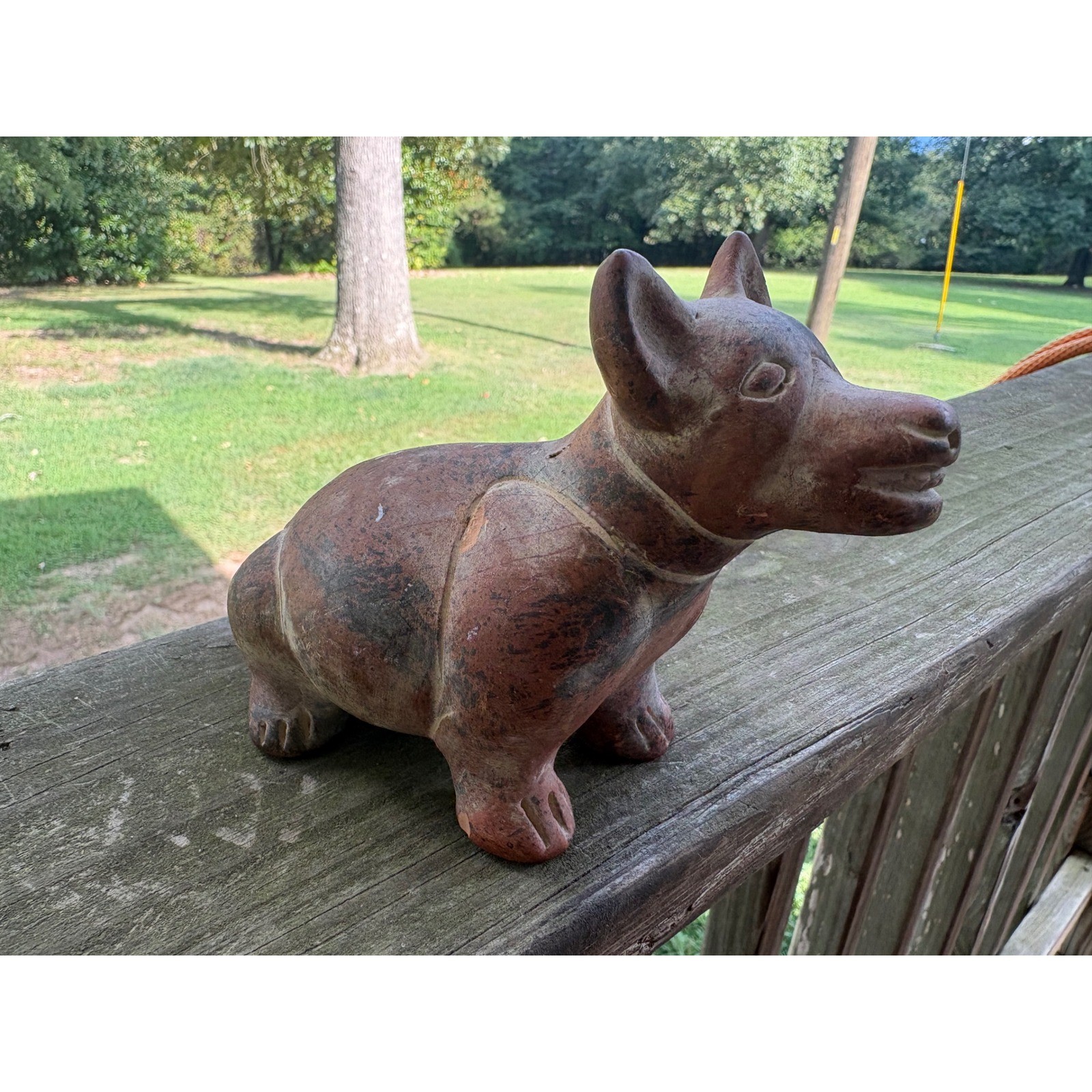 Vintage Colima Style Terracotta Dog Figurine Red Clay Mexican Folk Art Pottery