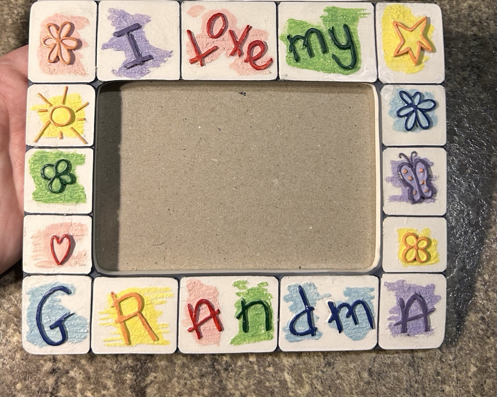 Vintage Y2K I Love My Grandma Photo Frame Ceramic Collectible 3.5 x 5 Picture