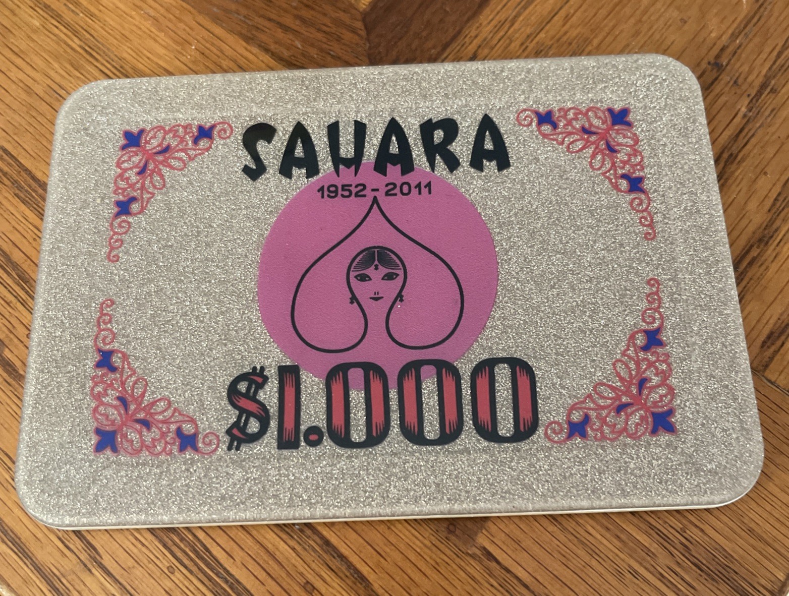 $1000 SAHARA LAS VEGAS CASINO POKER PLAQUE COMMEMORATIVE 1952-2011 $1000 SAHARA LAS VEGAS CASINO POKER PLAQUE COMMEMORATIVE 1952-2011