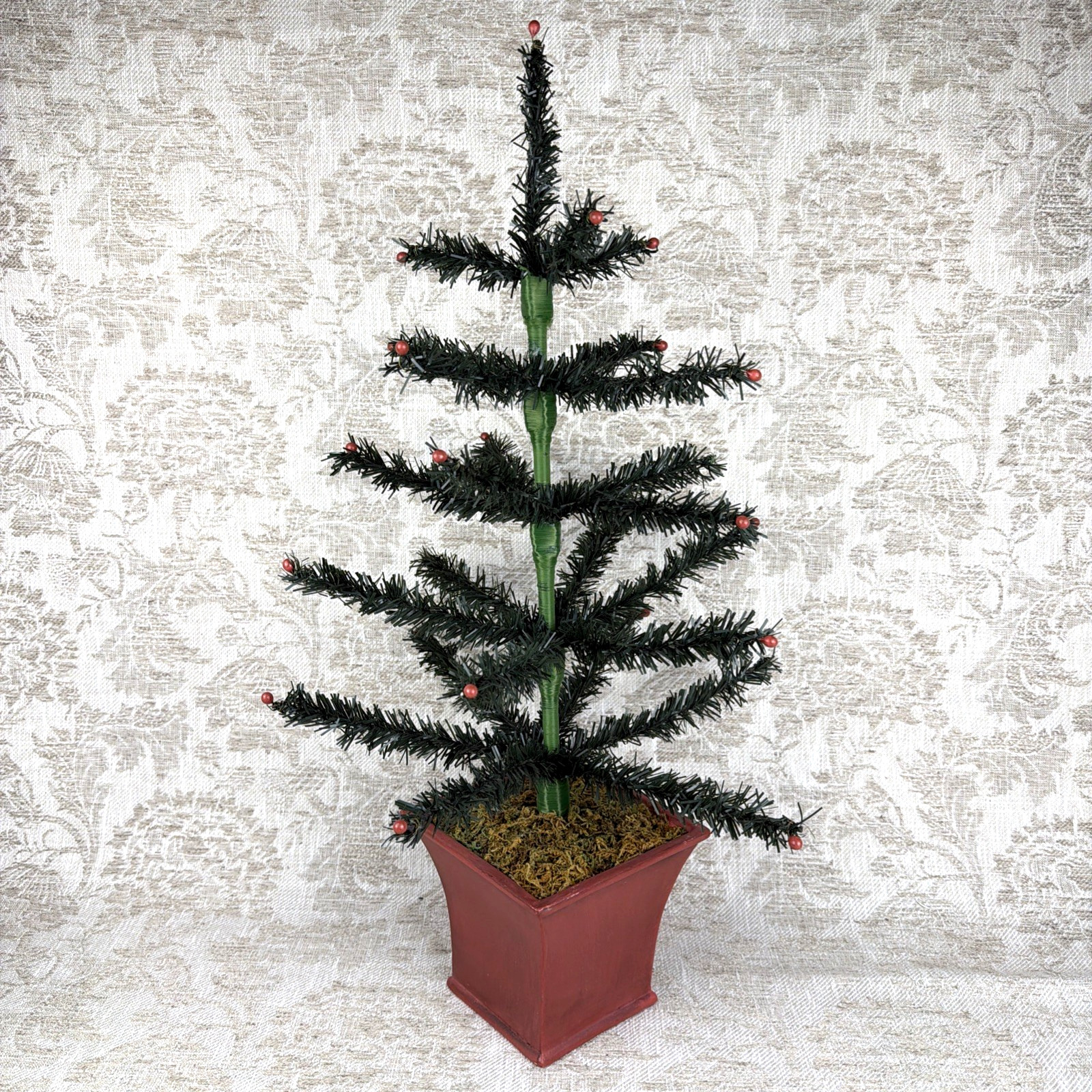VTG German Style Artificial Feather Christmas Tree Tabletop Decor 24\