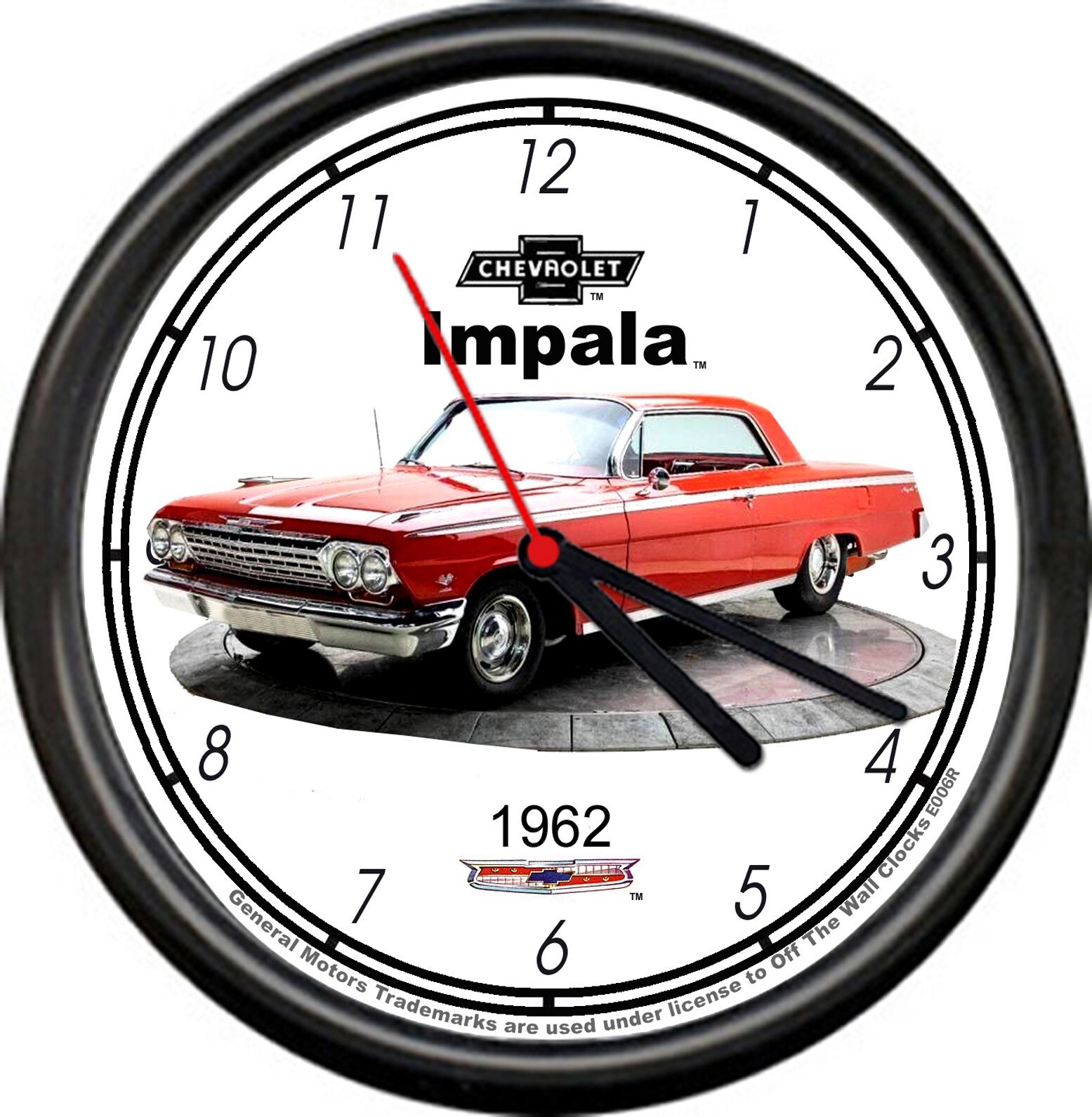 Licensed 1962 Red Impala 2 Door Auto Dealer General Motors Retro Sign Wall Clock