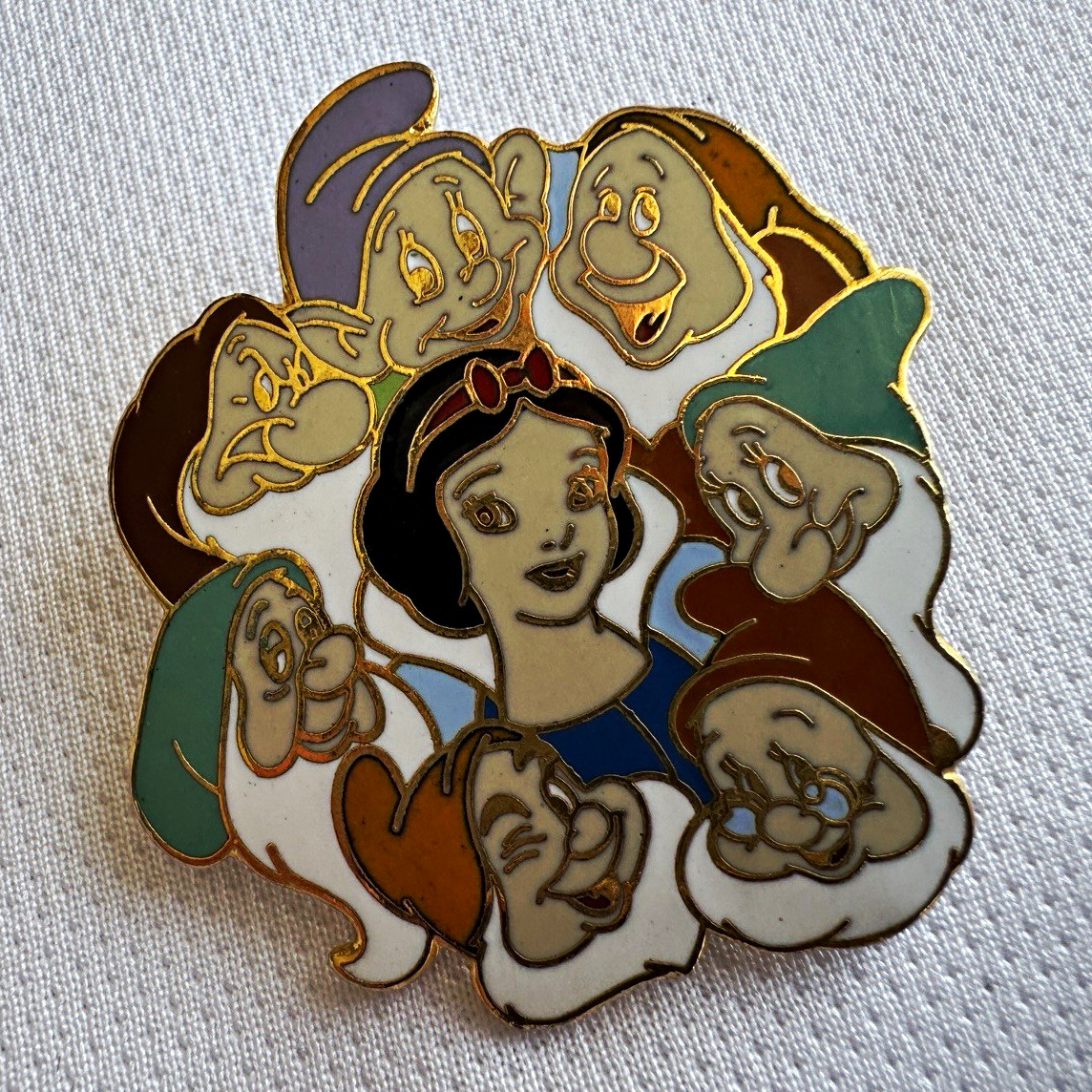 Vintage Disney Snow White and the Seven Dwarfs Character Cluster Enamel Pin 