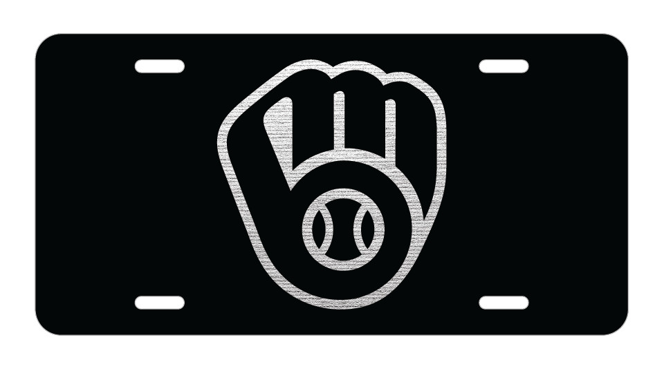 Laser Etched Milwaukee Brewers Black Metal Vanity Aluminum License Plate Tag