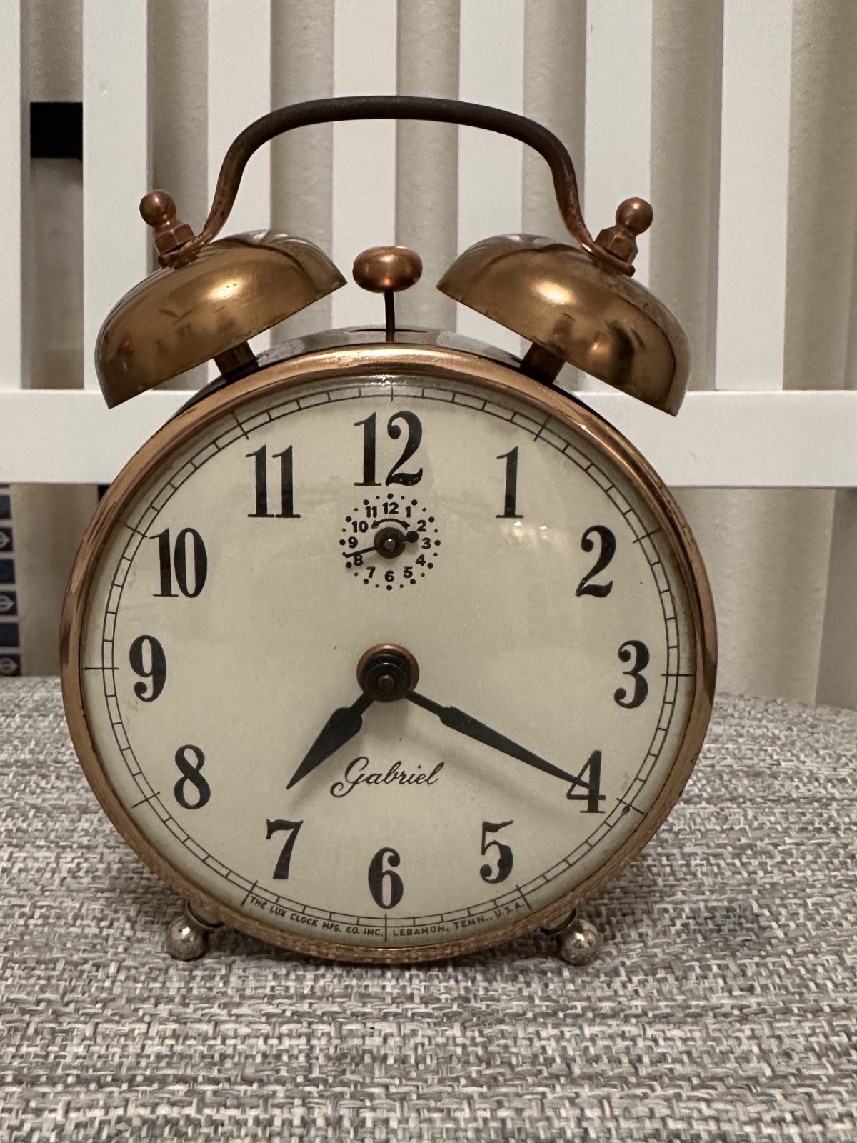 Beautiful Vintage 1950's Lux  Gabriel Alarm Clock in Copper * Fully Operational
