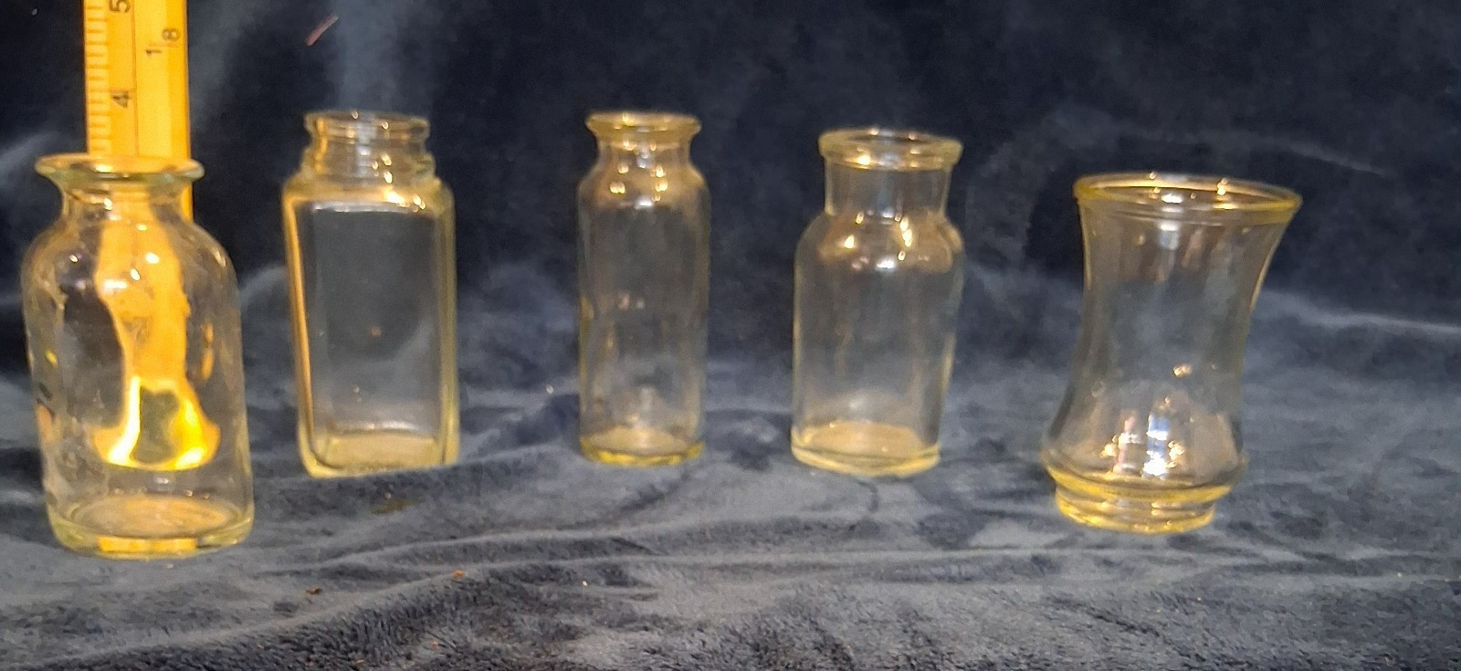 Lot of 5 Vtg Clear Glass Bottles Owens-Illinois Duraglas Mini Apothecary Jars