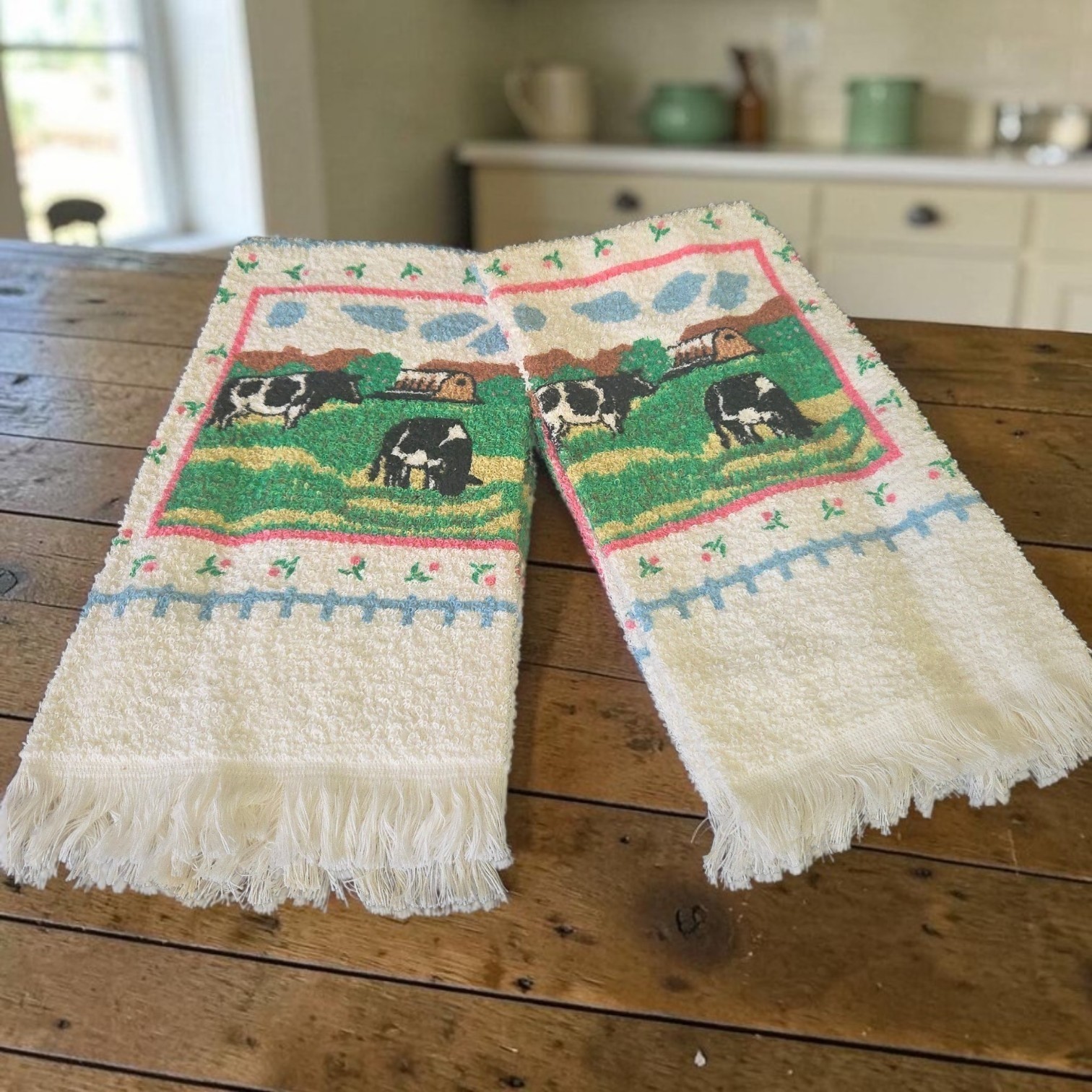 Vintage Leshner Mills Cow Pasture Terry Kitchen Towels (Lot of 2) Vintage Leshner Mills Cow Pasture Terry Kitchen Towels (Lot of 2)