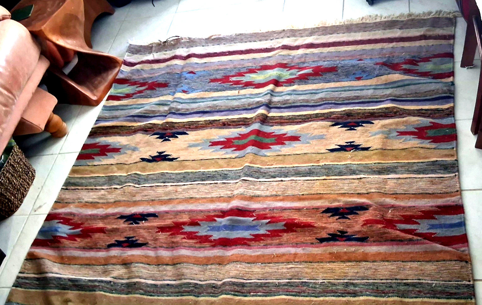 Beautiful Vint Southwestern-Style Area Rug Multicolor Tribal Geometric 7\'3\ Beautiful Vint Southwestern-Style Area Rug Multicolor Tribal Geometric 7\'3\