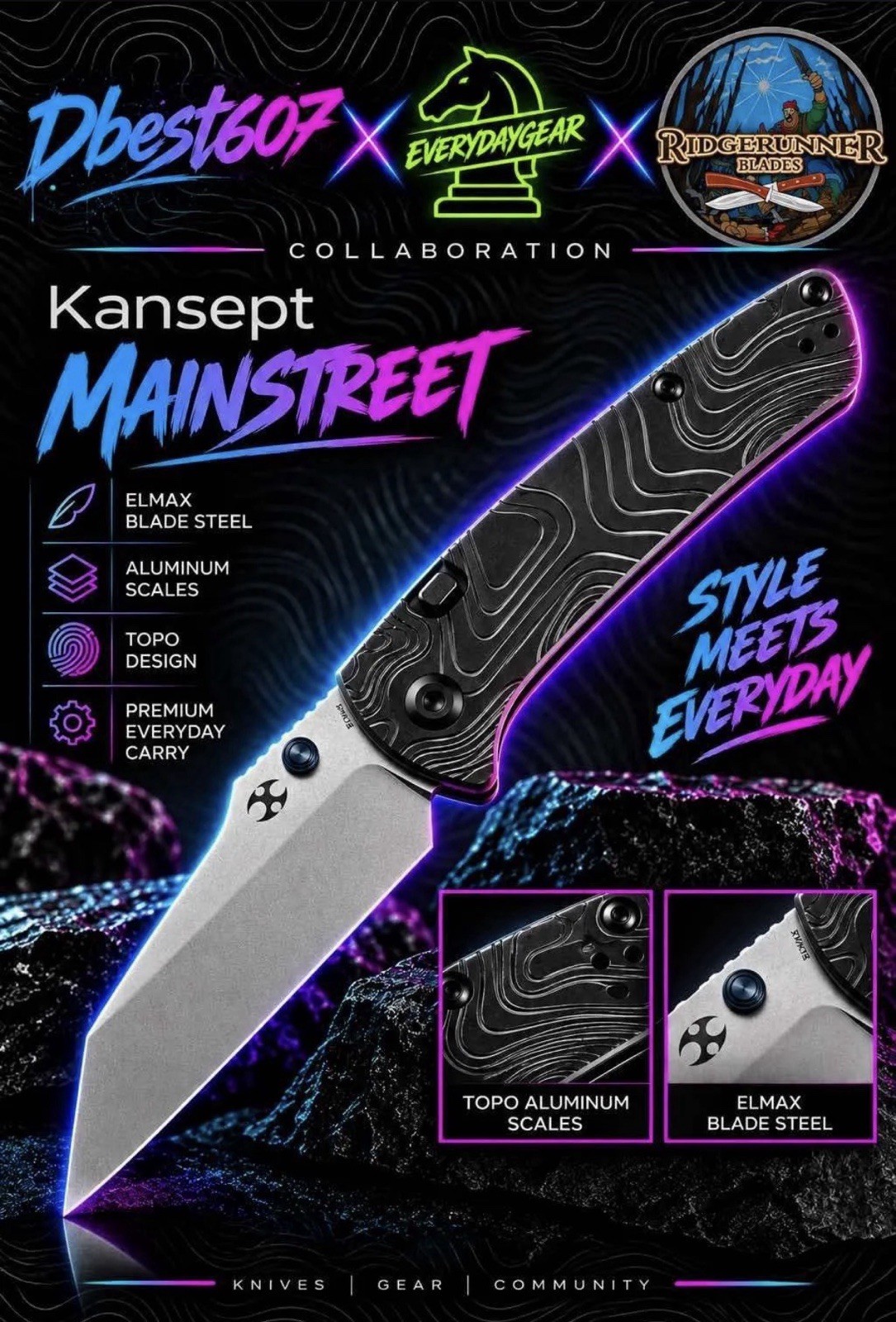 BNIB Kansept Main Street K1015H5 Pocketknife Elmax Tanto Black Topo Liner Lock BNIB Kansept Main Street K1015H5 Pocketknife Elmax Tanto Black Topo Liner Lock