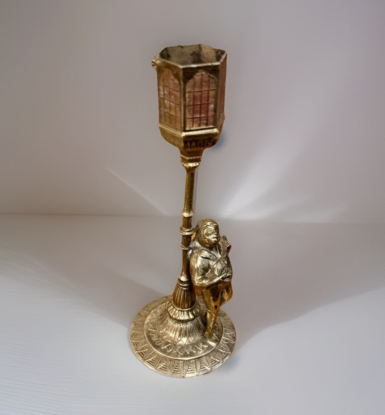 Antique Vantines Art Deco Brass Incense Burner France Minstrel Mandolin Musician