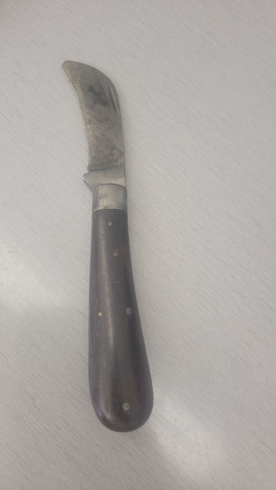 Vintage Camillus USA Hawkbill Pruning Folding Pocket Knife Wood Handle