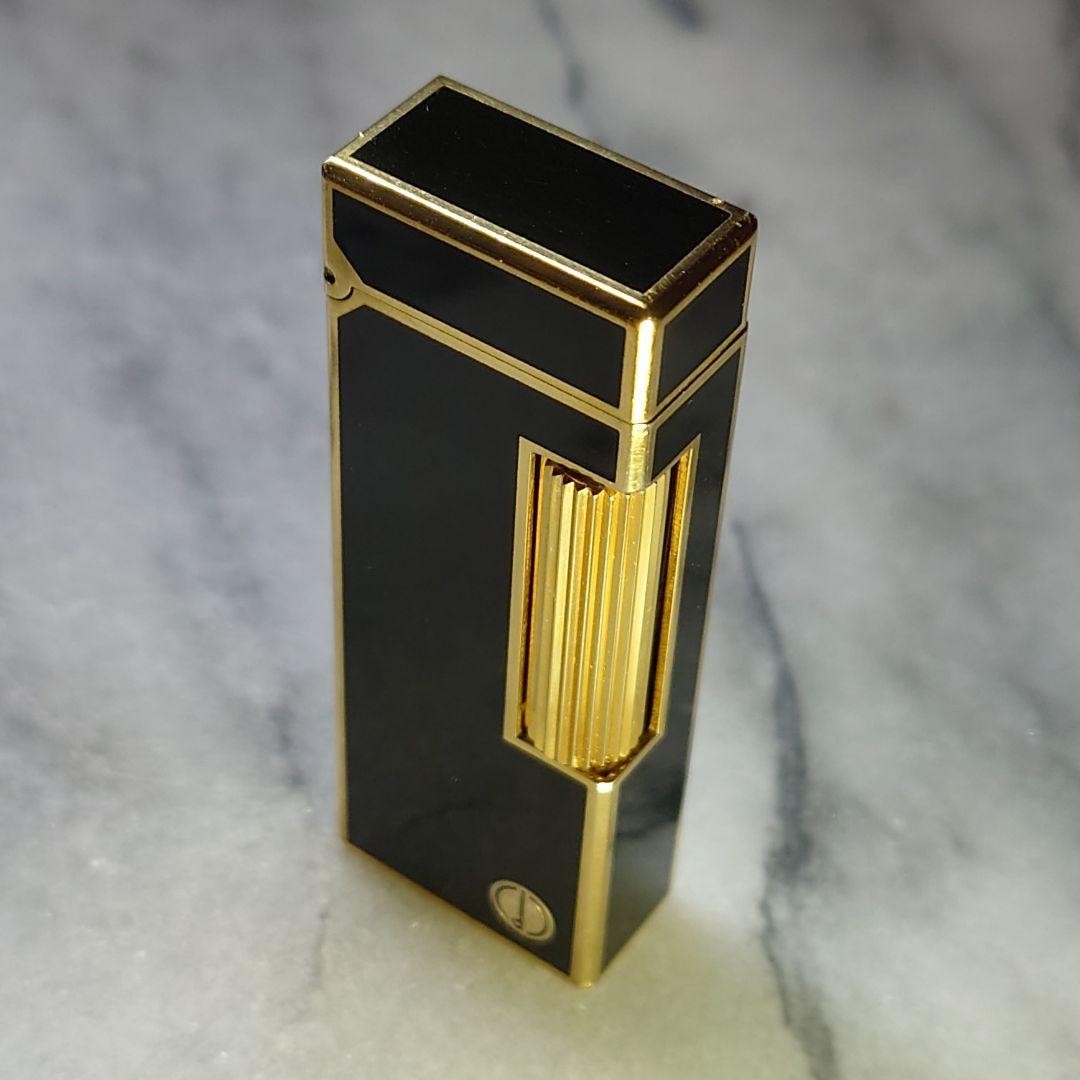  Vintage Dunhill Rolla gas lighter Black lacquer ⓓ mark Working Condition