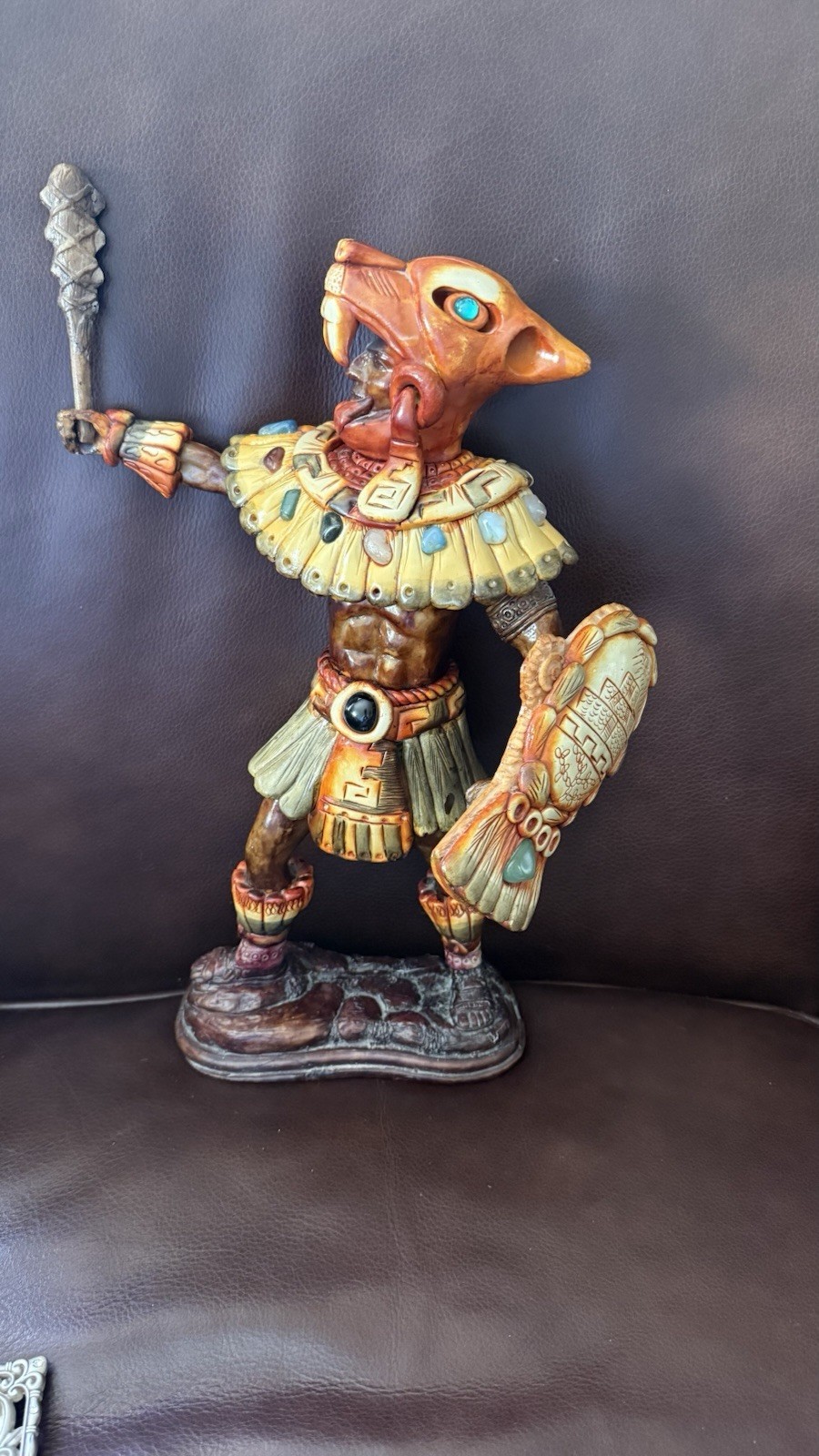 Aztec Jaguar Warrior statue 15 Inches