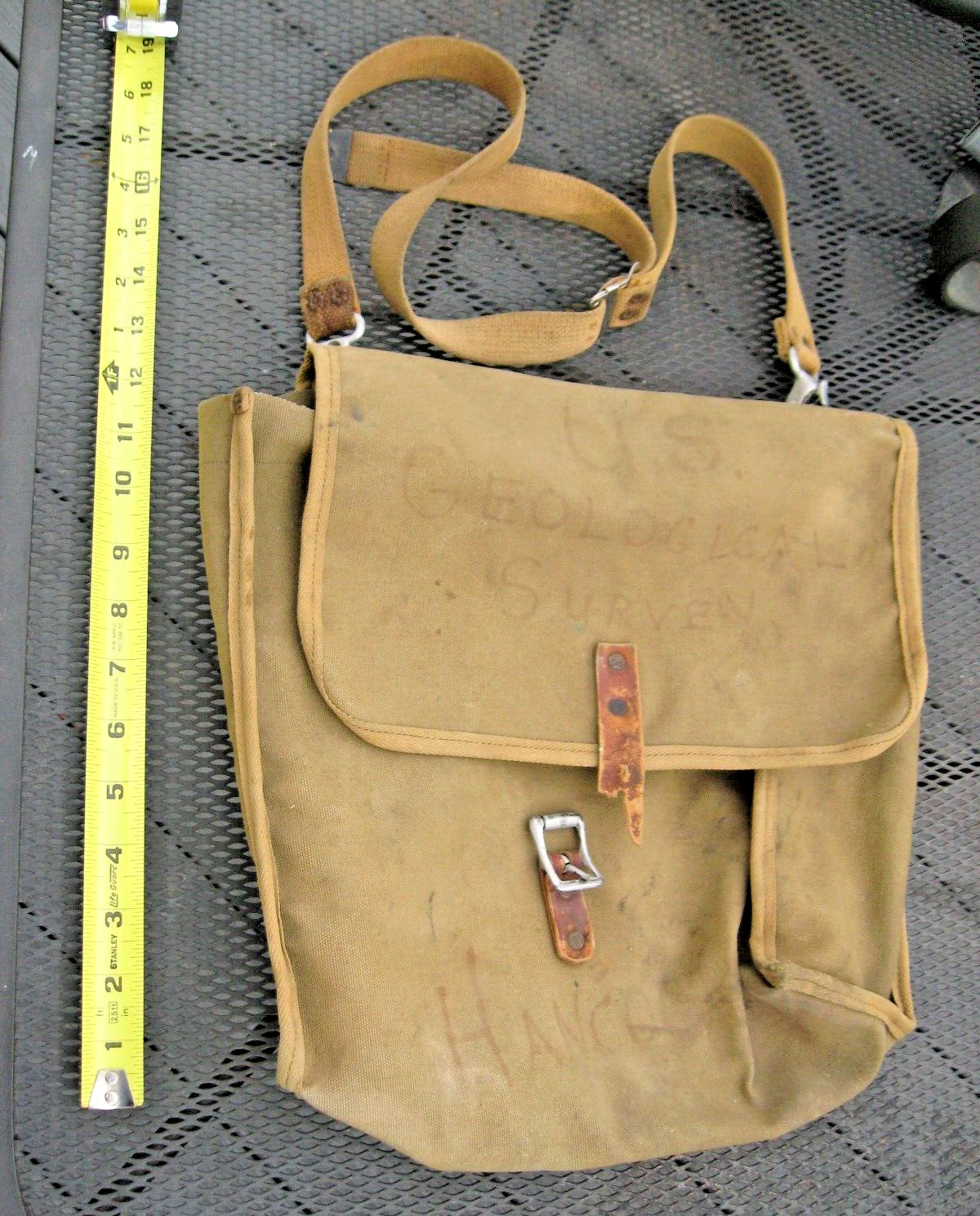 Vintage 1950s USGS Geologists Canvas Shoulder Field Bag US Geological Survey  t
