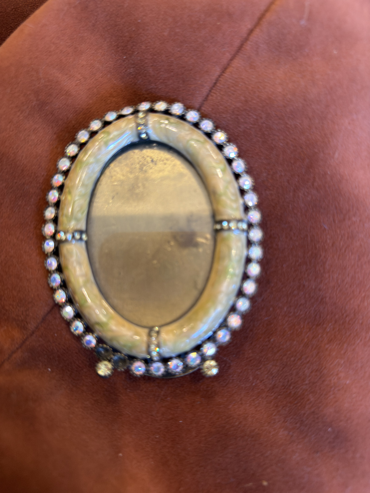 Jay Strongwater Oval Picture Frame Light Yellow Enamel w/Swarovski Crystals