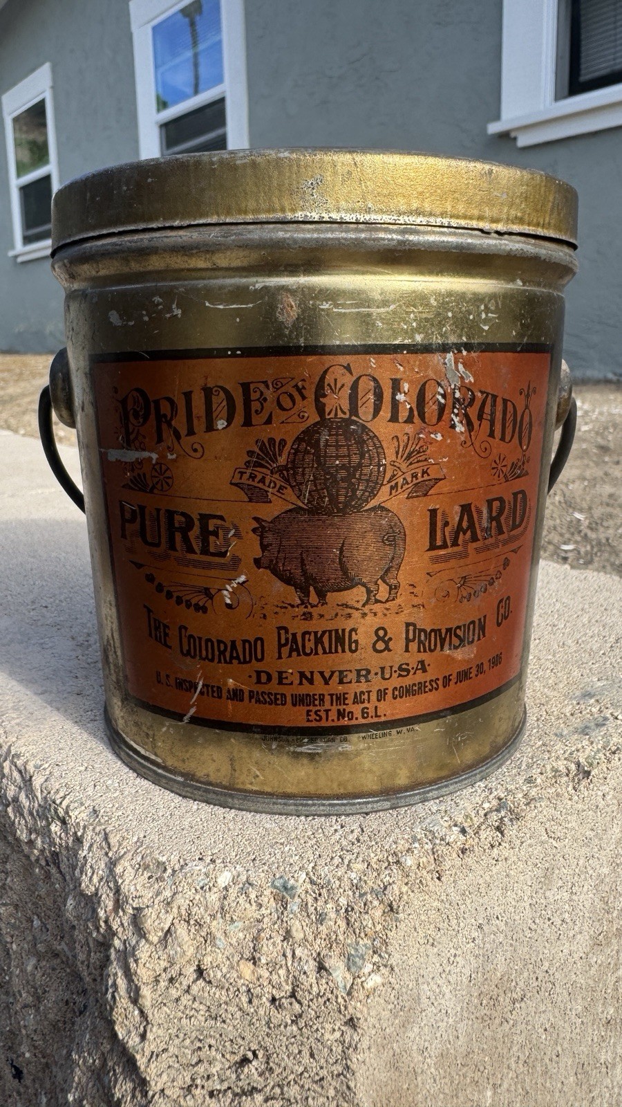 PRIDE OF COLORADO PURE LARD Denver - Vintage Tin Litho Advertising Tin Can PRIDE OF COLORADO PURE LARD Denver - Vintage Tin Litho Advertising Tin Can