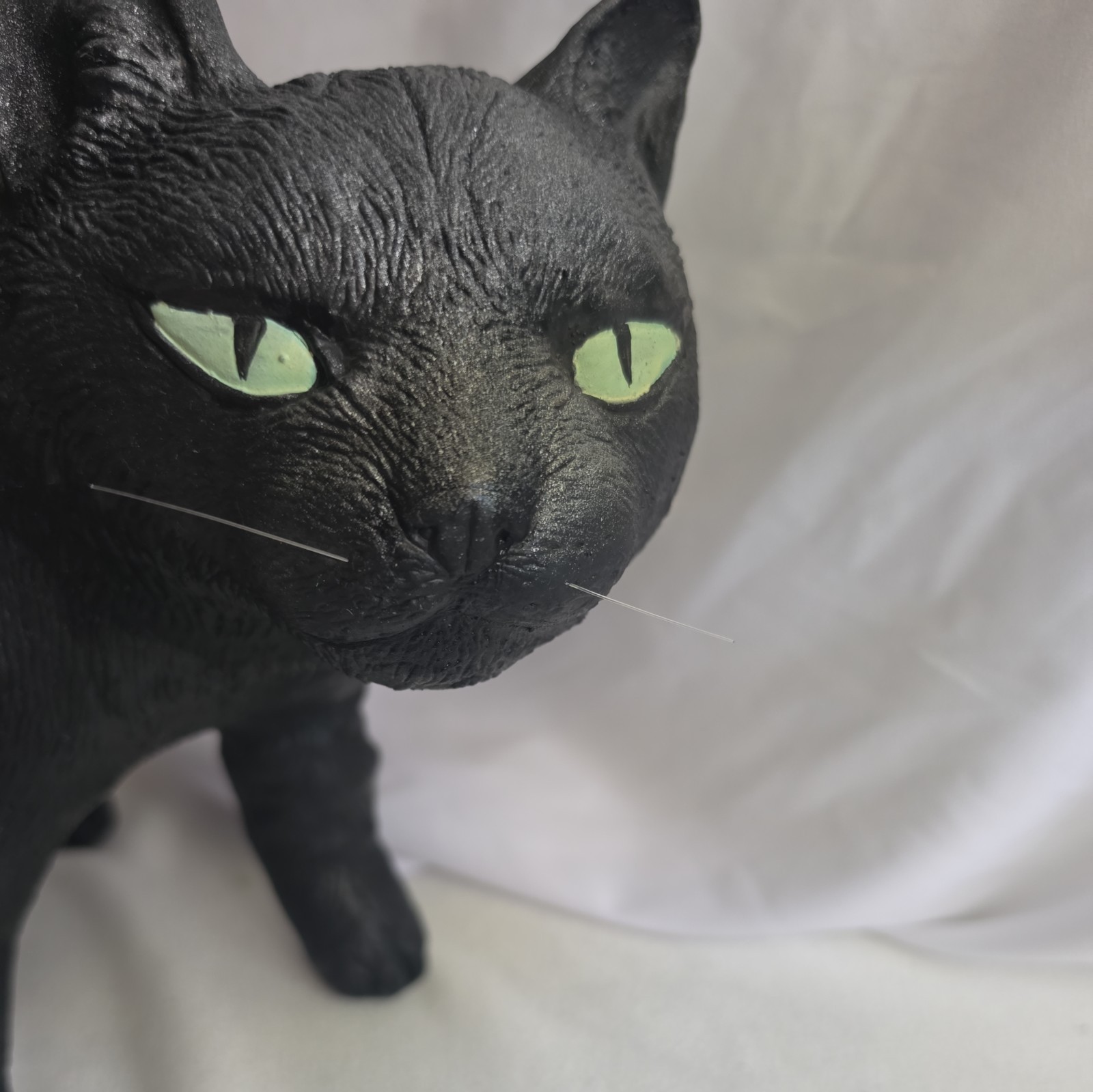 Large Vtg Black Cat Halloween Scary Rubber Latex  only 2 whiskers is only flaw