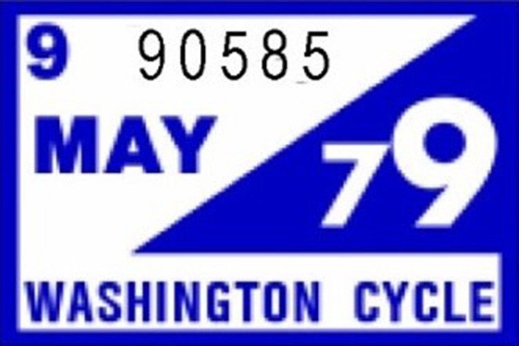 1979 Washington MOTORCYCLE MAY.79 Month.Year TAB-Sticker for Lic.Plate, Replica