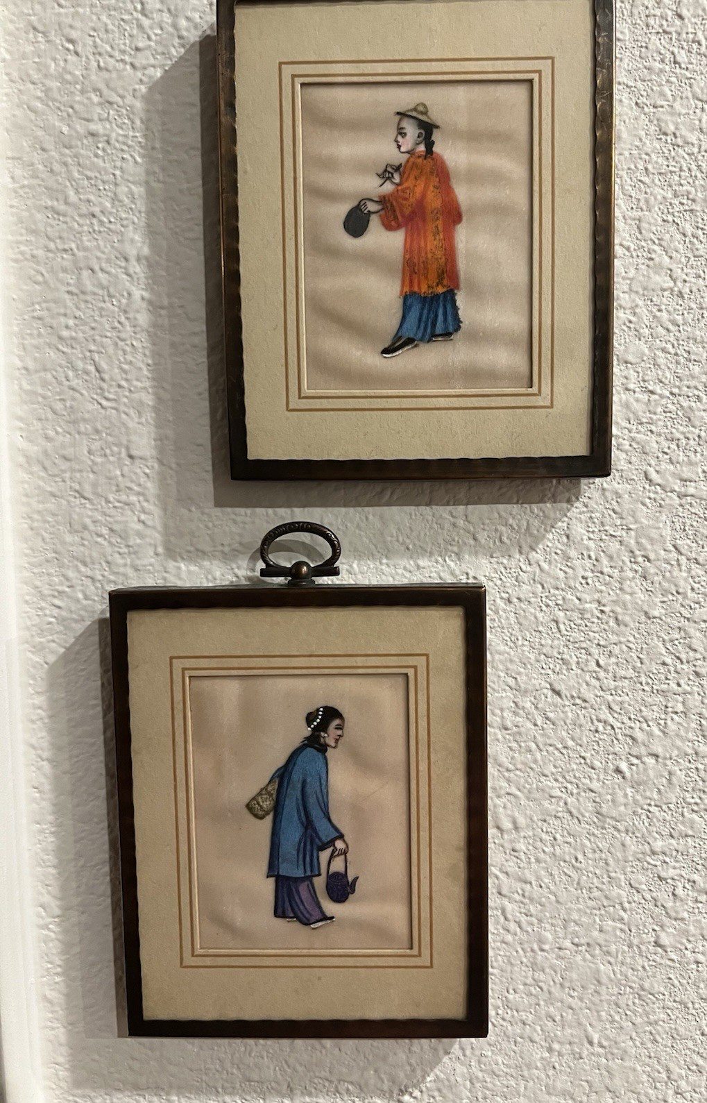 Vintage Chinese Rice Paper Painting Framed 5 x 4