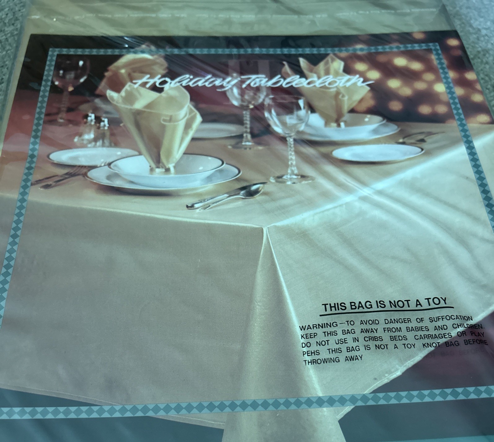 VTG 1993 Holiday 60” X 84” Shiny Gold Lame Oblong Tablecloth Retro MCM NIP