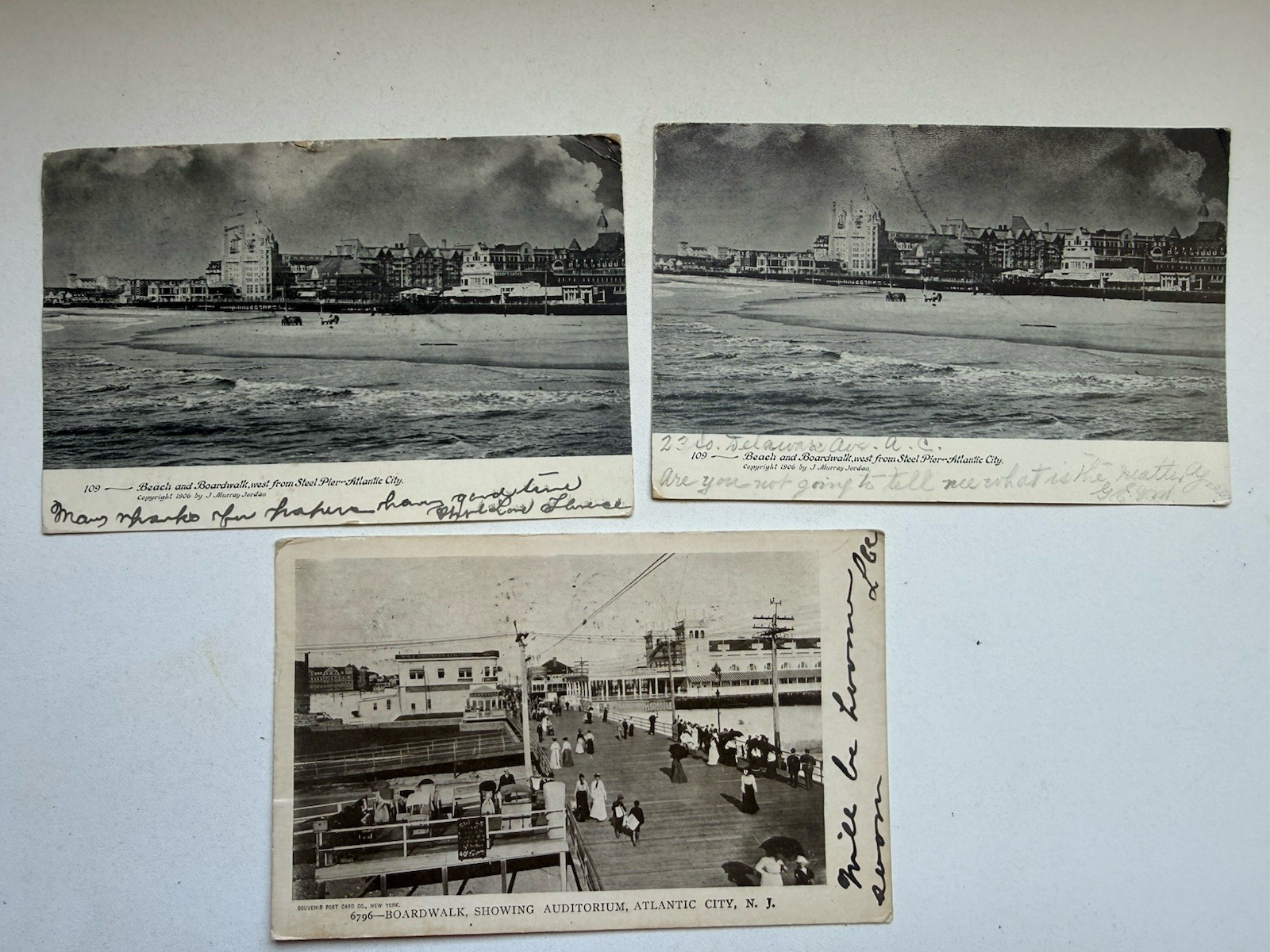Antique Atlantic City NJ Postcards Lot 3 Boardwalk Steel Pier 1906