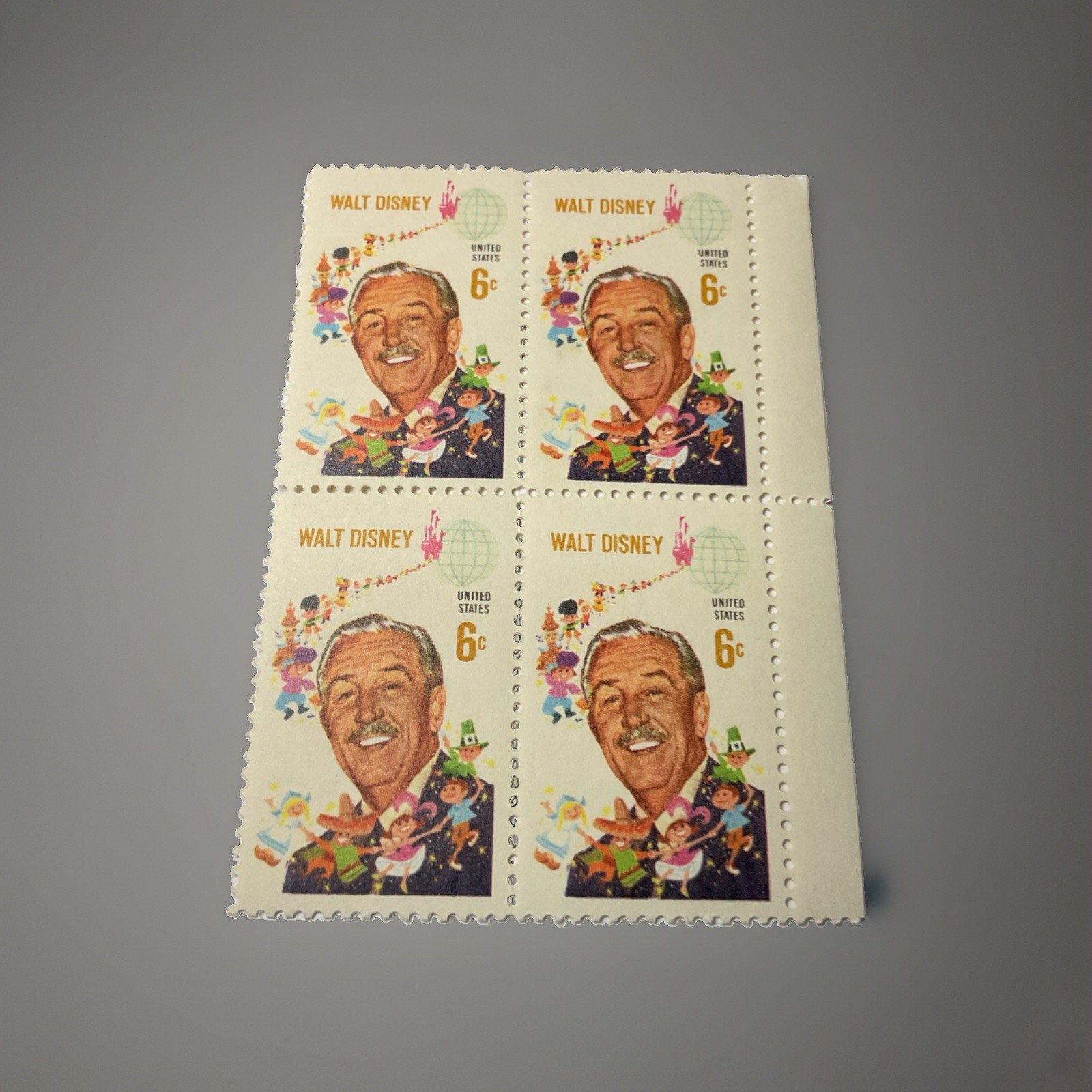 1968 WALT DISNEY Block of 4 Stamps Vintage U.S. Postage stamps #1355 1968 WALT DISNEY Block of 4 Stamps Vintage U.S. Postage stamps #1355