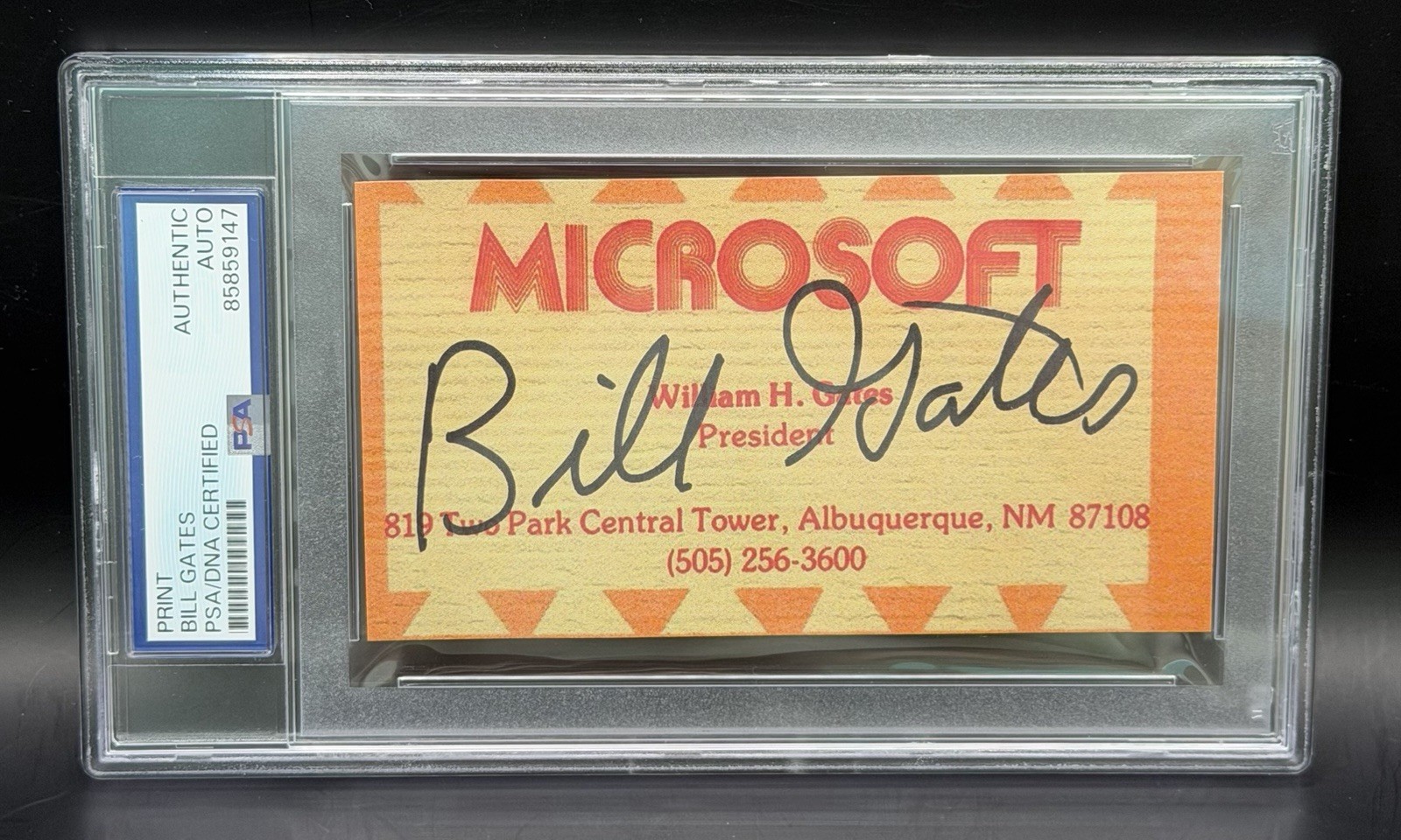 Bill Gates Signed Microsoft Business Card Print PSA/DNA Encapsulated Auto 