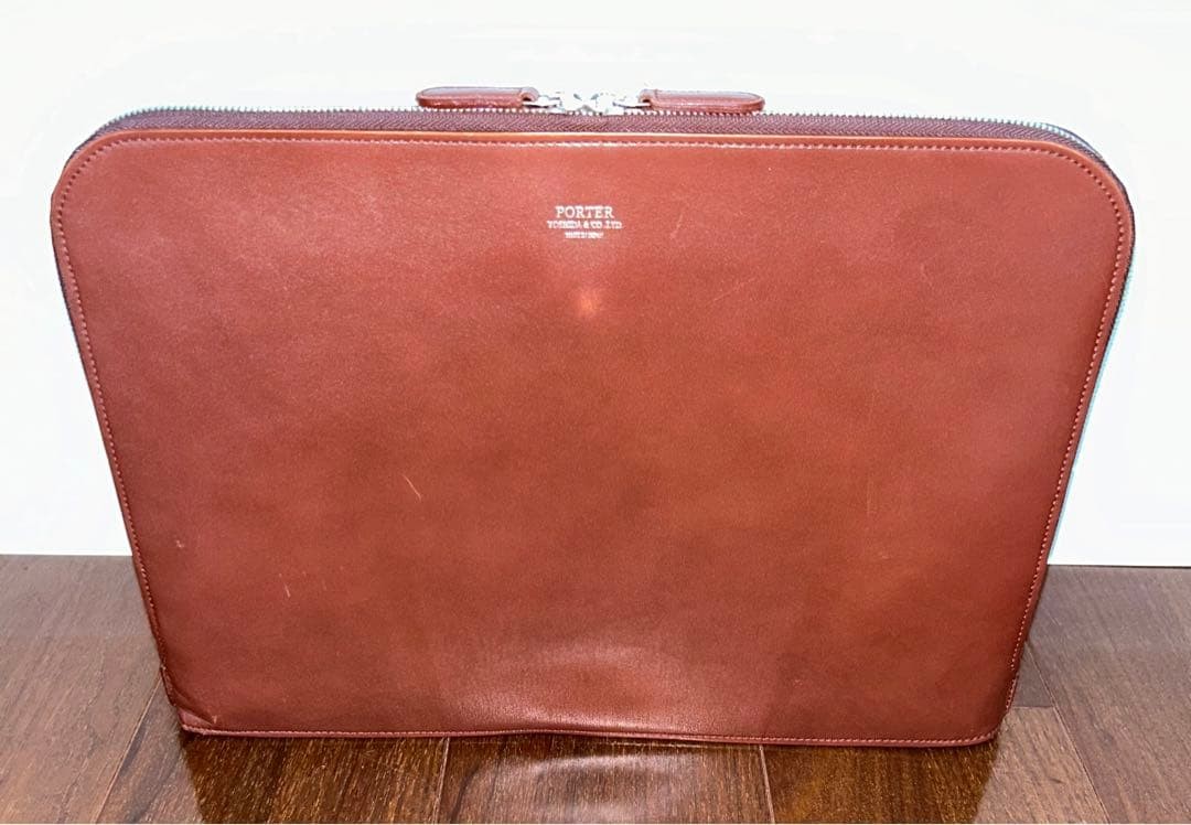 Porter Credo Document Case Brown Leather Canvas 350mm x 270mm Used