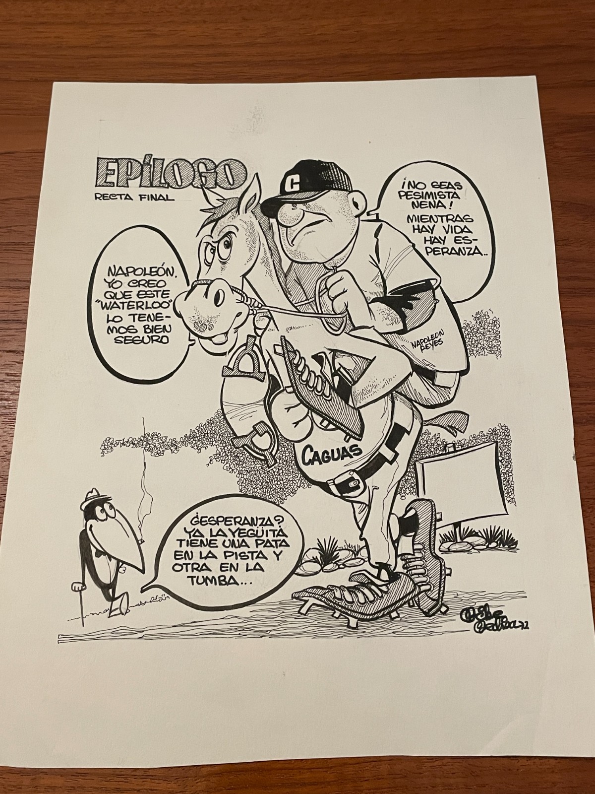 Original 1972 Miche Medina Editorial Cartoon Napoleón Reyes Criollos Baseball