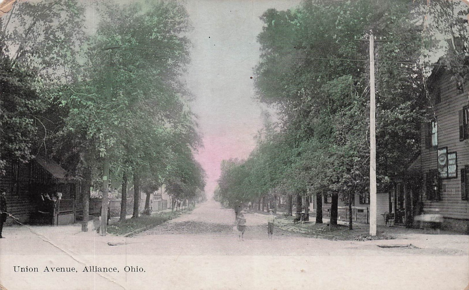 Alliance OH Ohio Union Avenue Early 1900s  to Luckey Ohio Vtg Postcard 24A