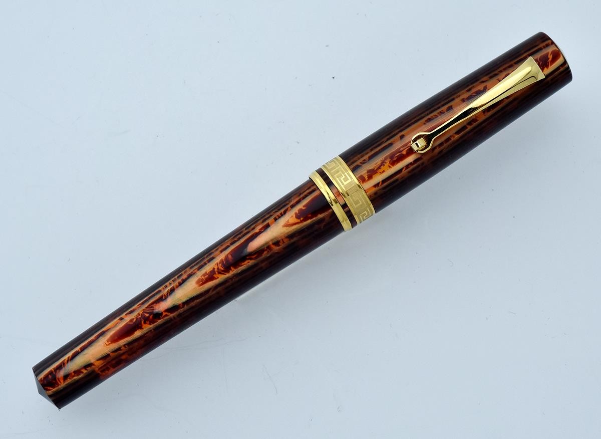 ARMANDO SIMONI CLUB ASC BOLOGNA MEDIO ARCO BROWN CELLULOID FOUNTAIN PEN F 14K