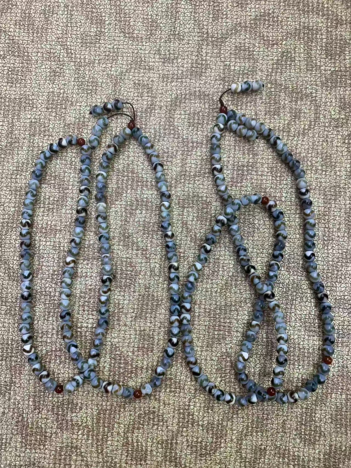 2Pcs Rare Tibetan Natural Old Agate Dzi 8mm *Tiger Tooth* 108 Beads Necklaces