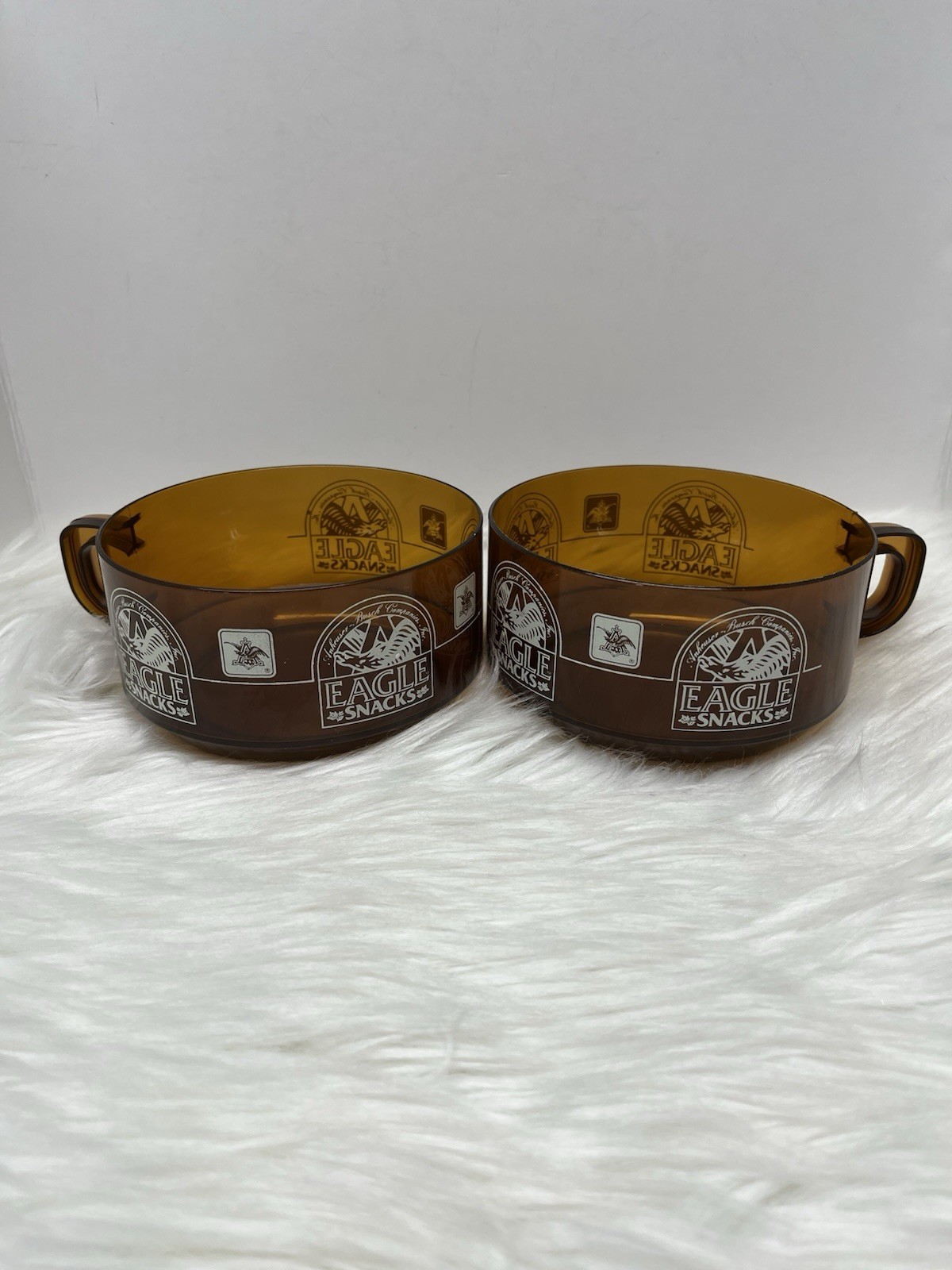 2 Vintage Anheuser Busch Eagle Snacks Plastic Snack Cup Bowl Beer Budweiser 
