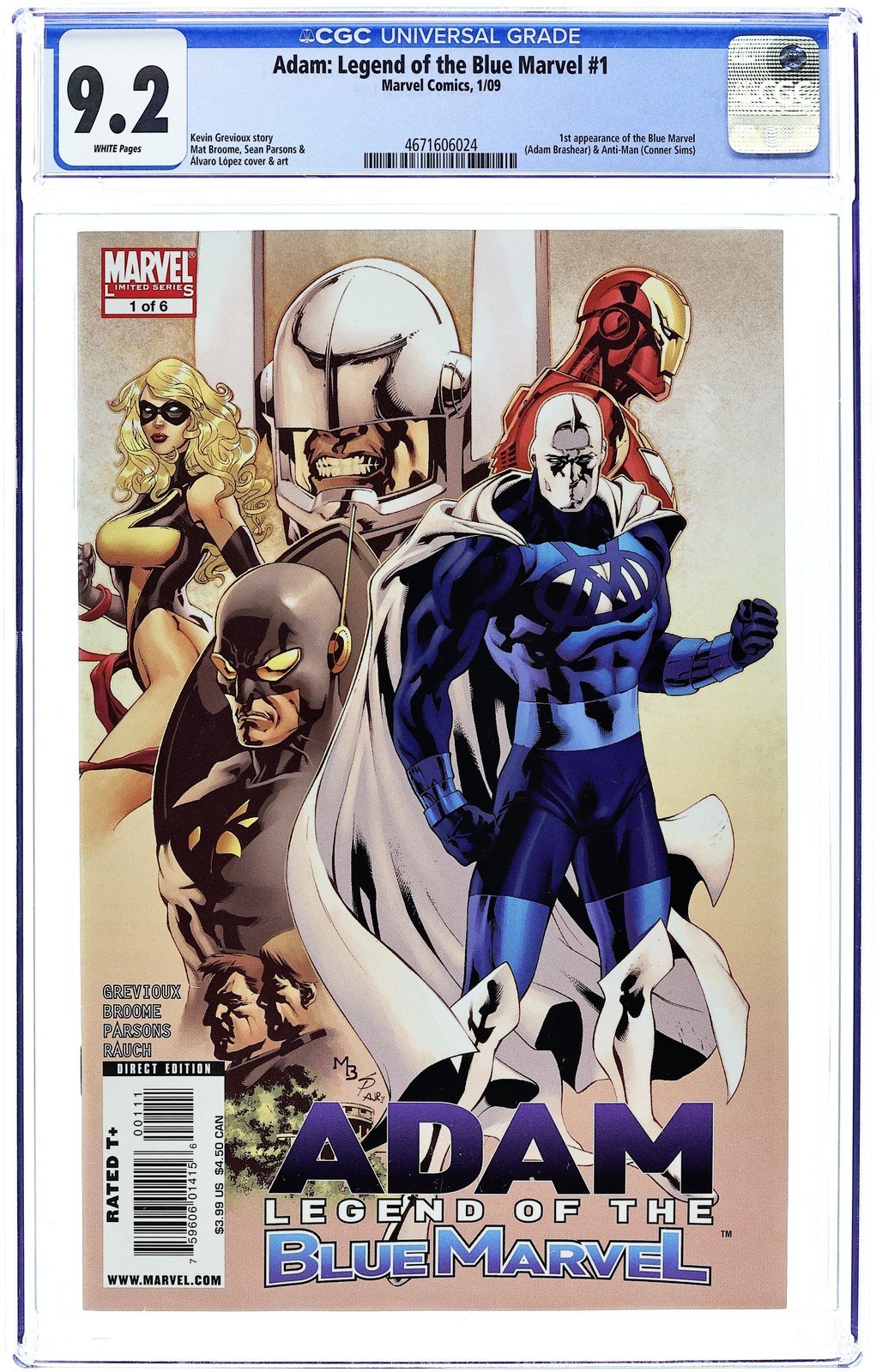 Adam Legend of the Blue Marvel #1 CGC 9.2 2009 4671606024 1st app. Blue Marvel
