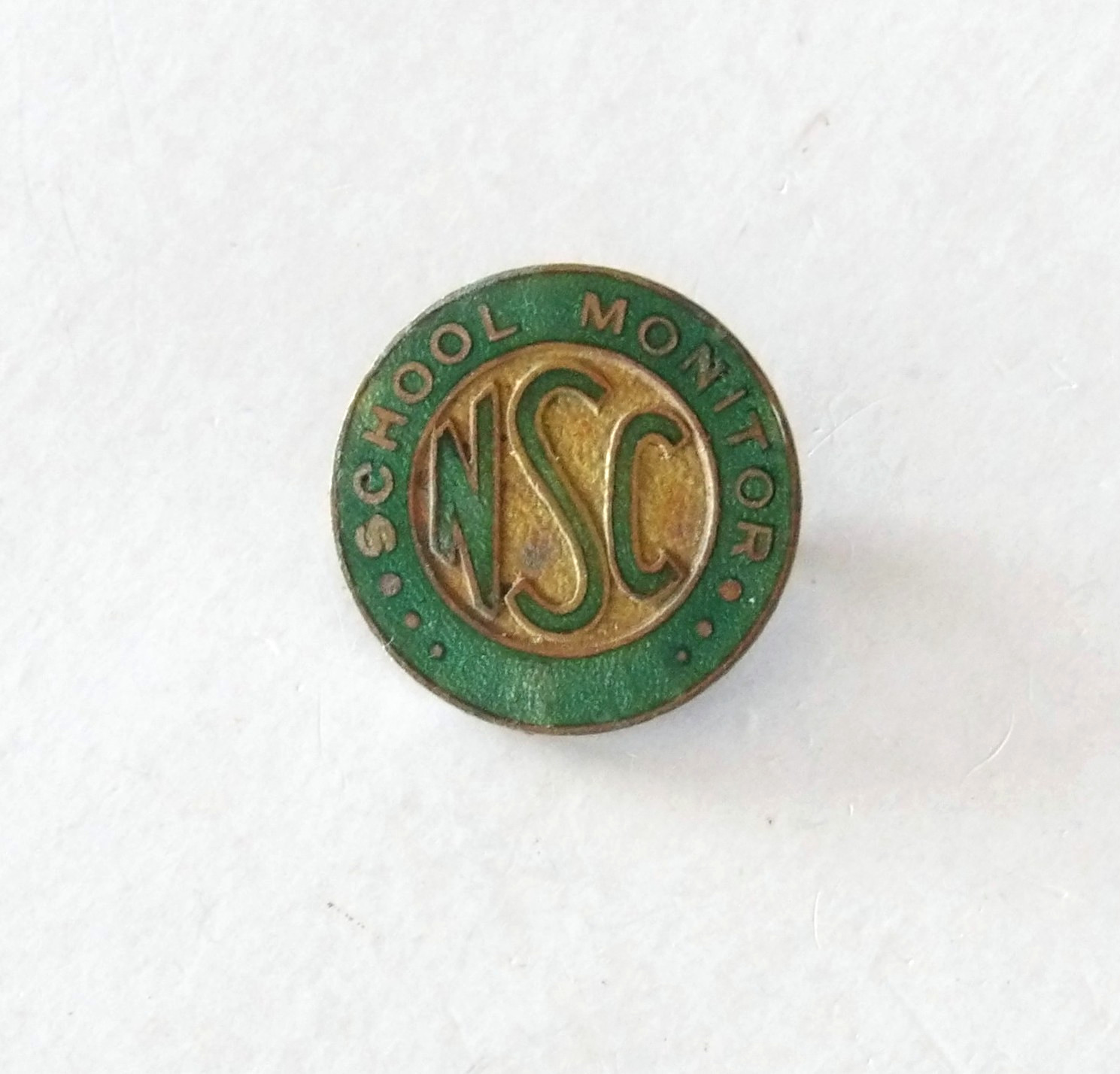 Vintage NSC School Monitor Enamel Metal Lapel Pin Hat Badge